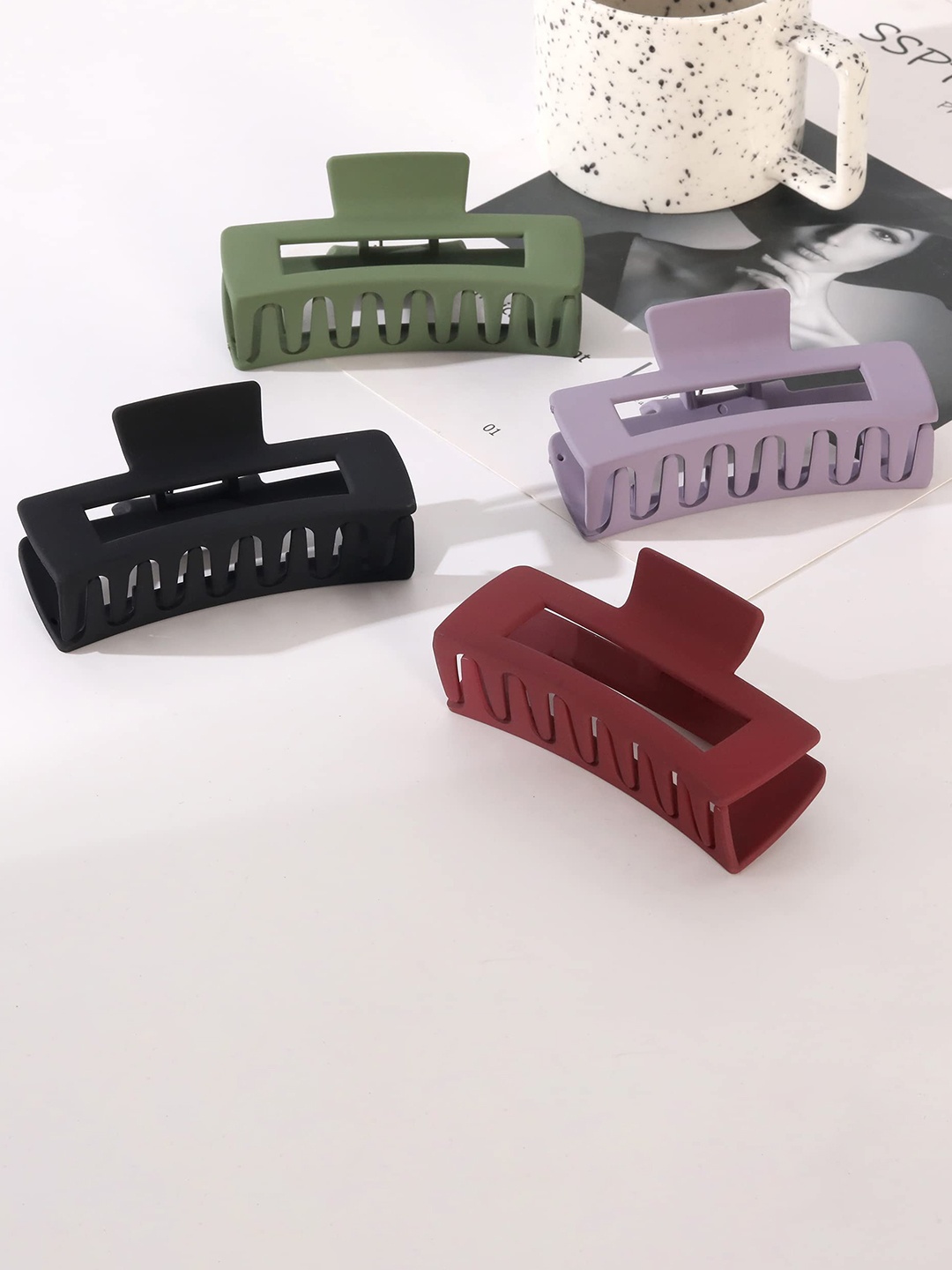 

FIMBUL Women Green & Purple Set of 4 Claw Clip