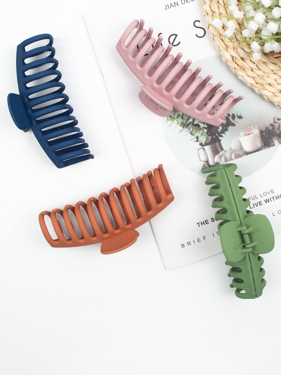 

FIMBUL Women Red & Blue Set of 4 Claw Clip