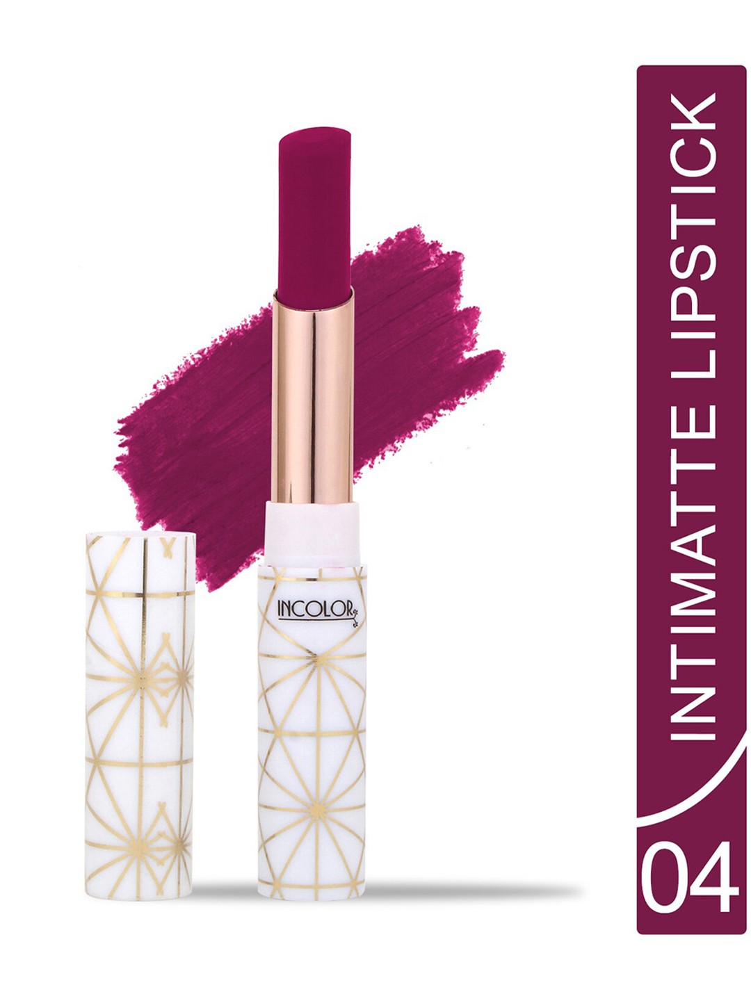INCOLOR Intimatte Lightweight Long Lasting Smooth Texture Lipstick 2.3g - Shade 04, Purple