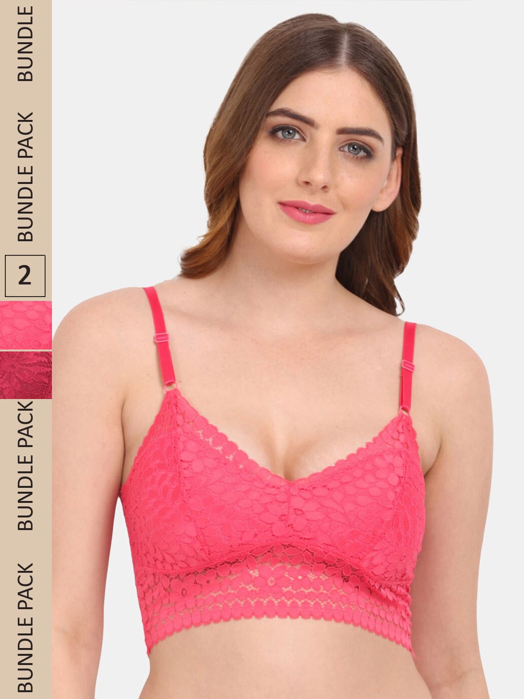

Amour Secret Pack of 2 Lightly Padded Non Wired Bra, Coral