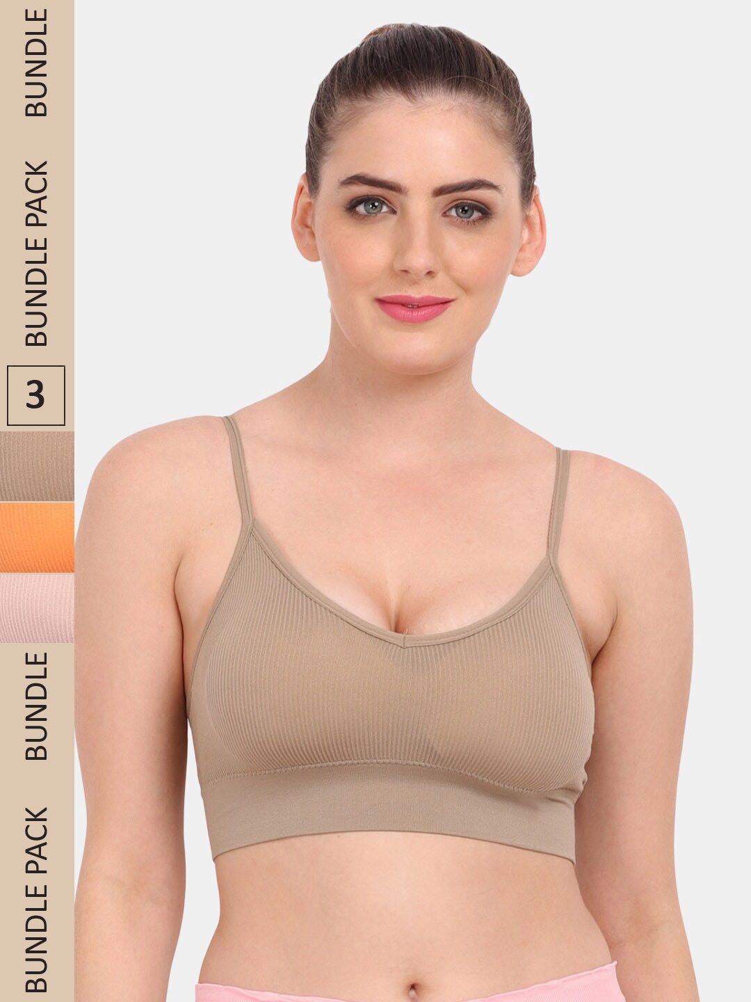 

Amour Secret Pack of 3 Lightly Padded Non Wired Bra, Beige