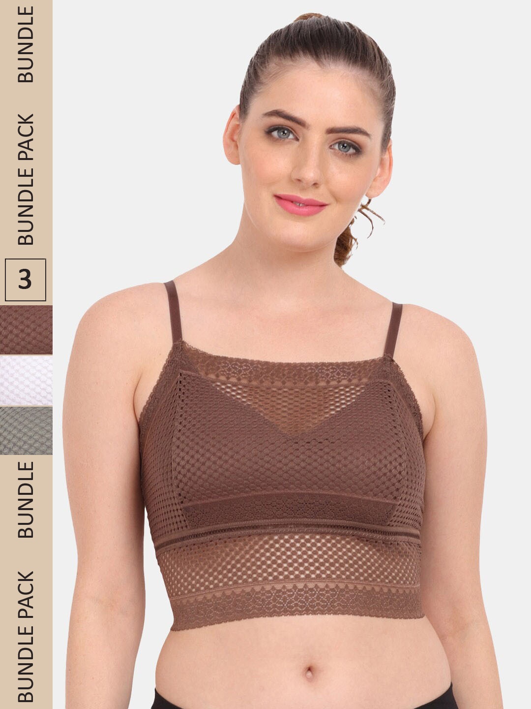 

Amour Secret Pack of 3 Lightly Padded Non Wired Bra, Brown
