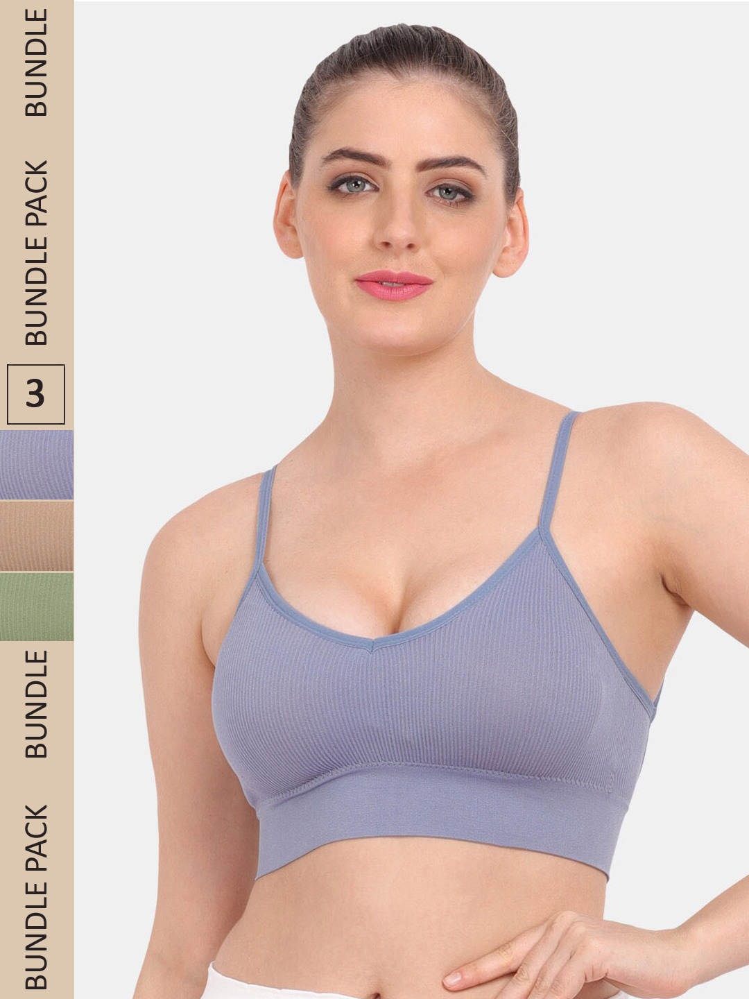 

Amour Secret Pack of 3 Lightly Padded Non Wired Bra, Blue