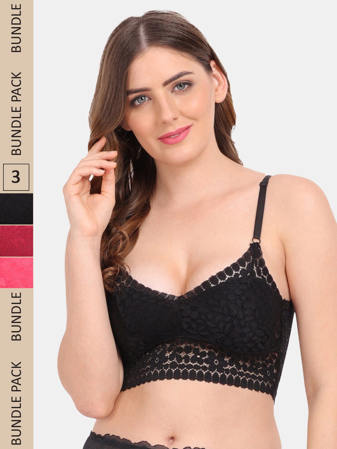 

Amour Secret Pack of 3 Lightly Padded Non Wired Bra, Black