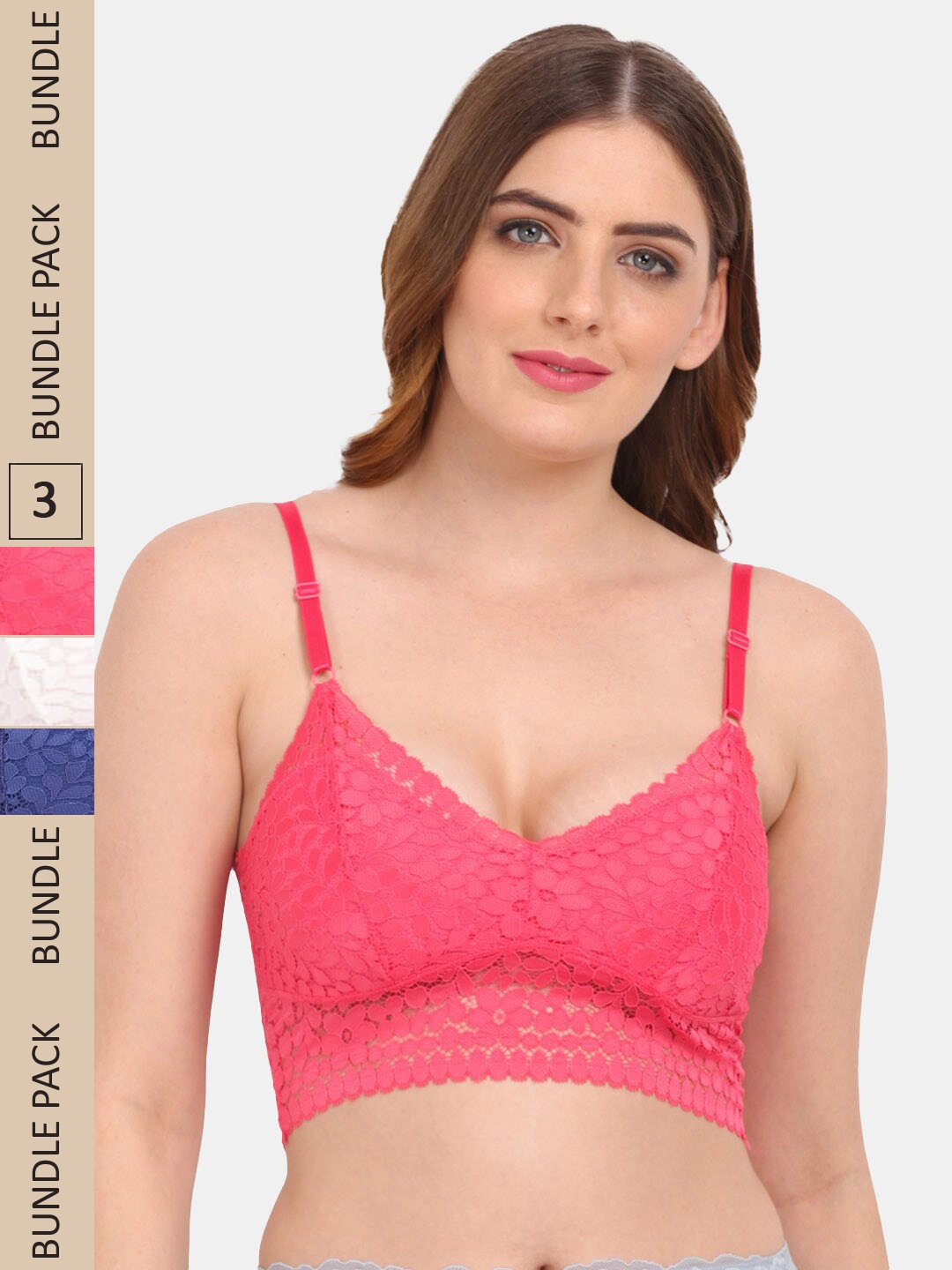 

Amour Secret Pack of 3 Lightly Padded Non Wired Bra, Blue