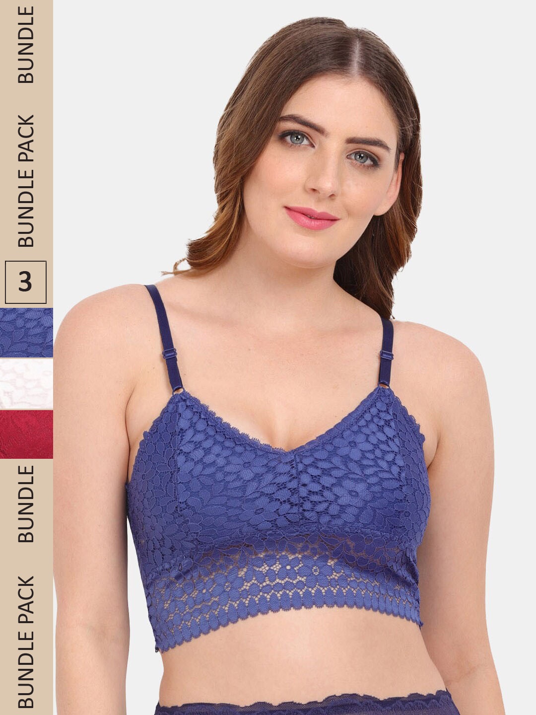 

Amour Secret Pack of 3 Lightly Padded Non Wired Bra, Blue