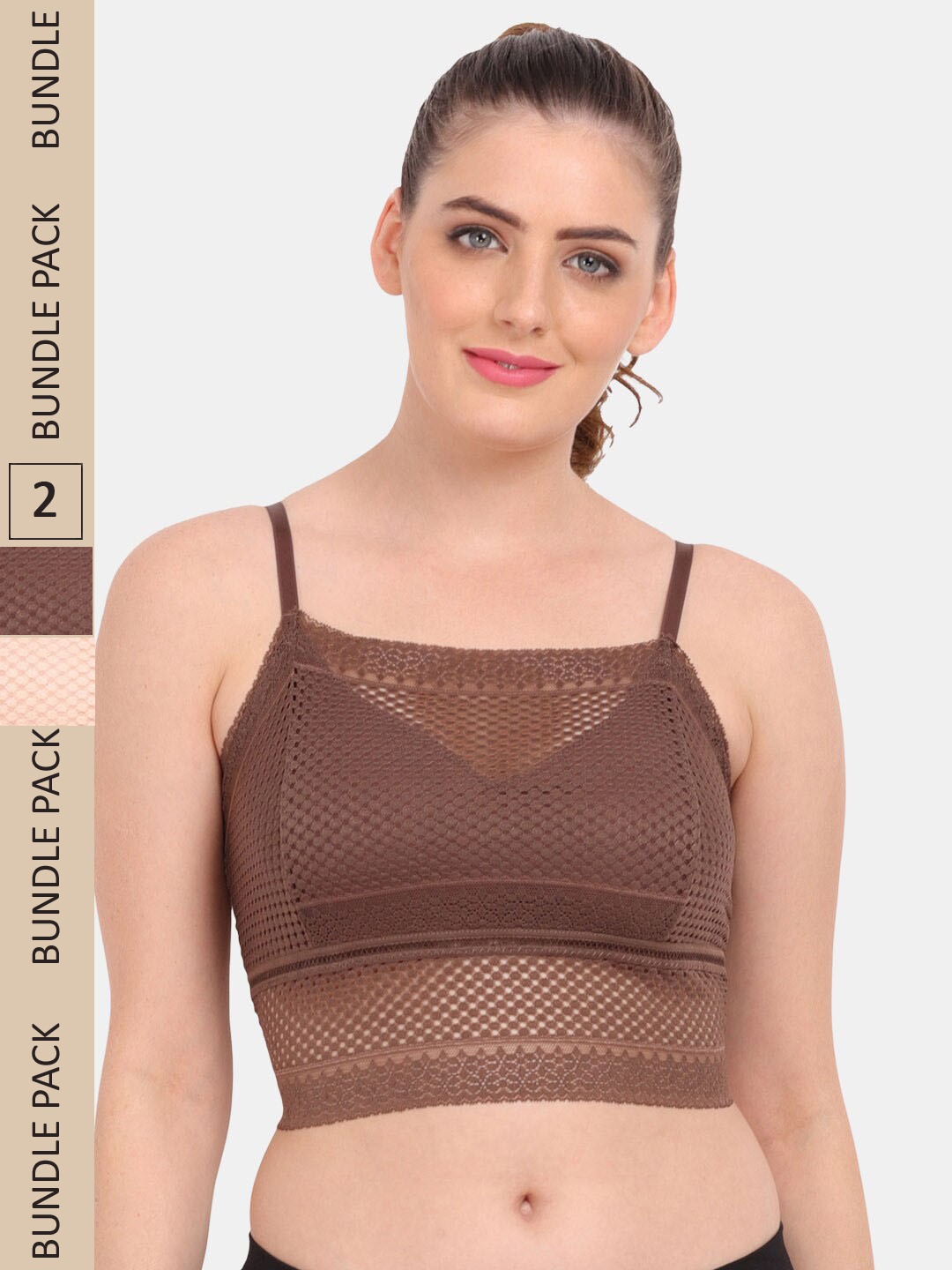 

Amour Secret Pack Of 2 Floral Bralette Lace Bra, Beige