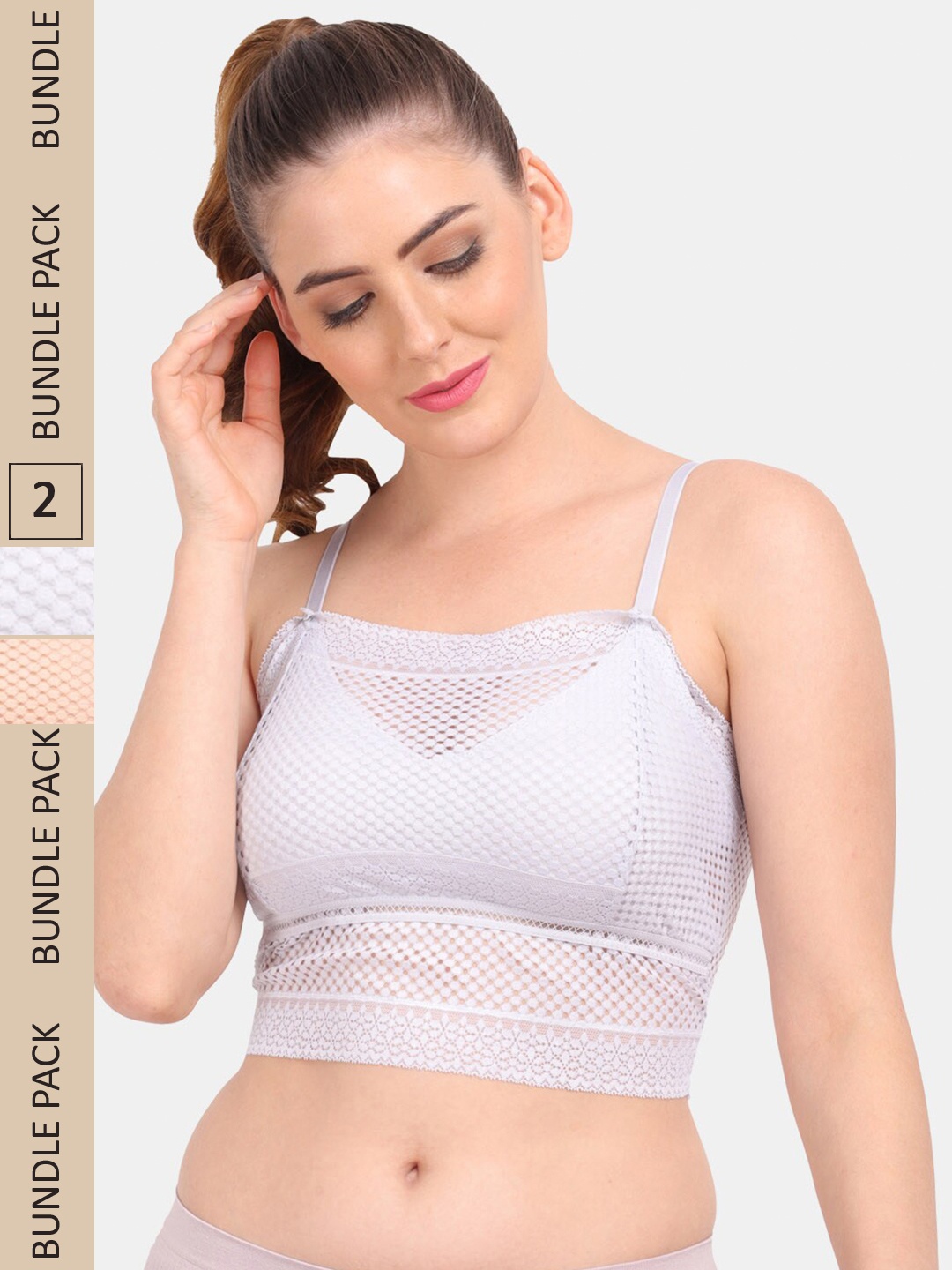 

Amour Secret Pack Of 2 Floral Bralette Lace Bra, Grey
