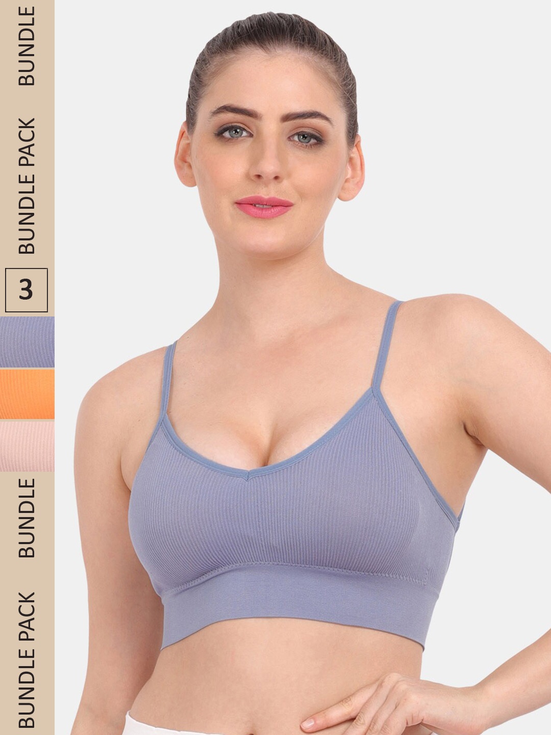 

Amour Secret Pack Of 3 Lightly Padded Sports Bra, Peach