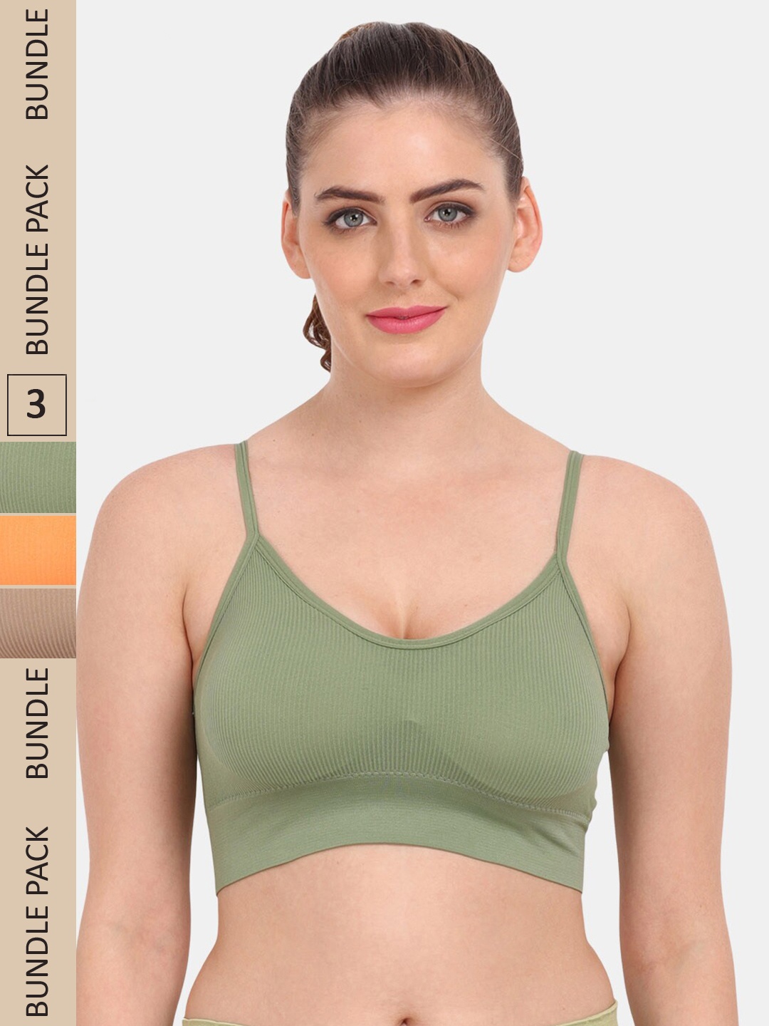 

Amour Secret Pack Of 3 Lightly Padded Sports Bra, Green