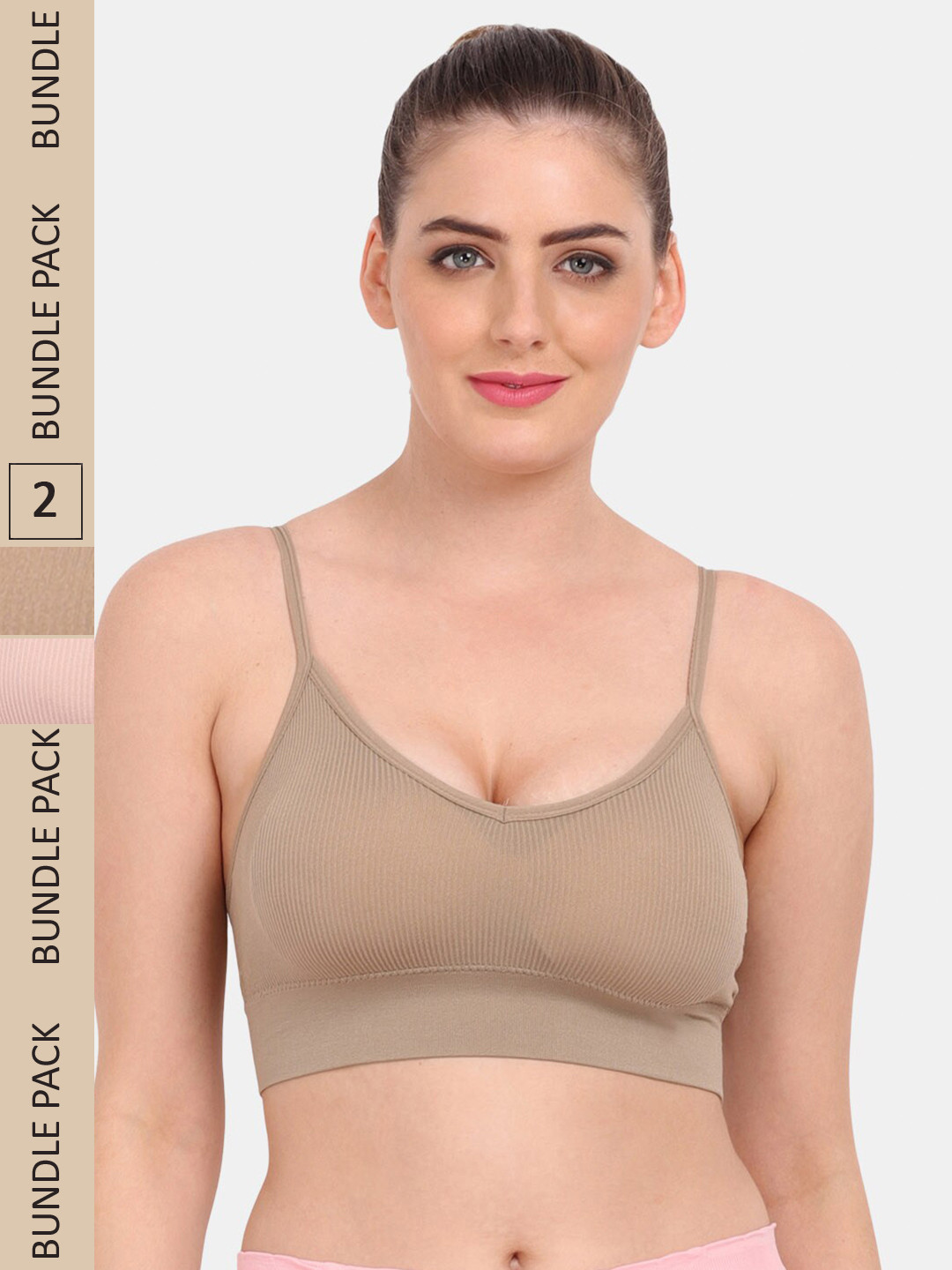 

Amour Secret Pack of 2 Lightly Padded Sports Bra S3228_Nud_Rbn, Nude