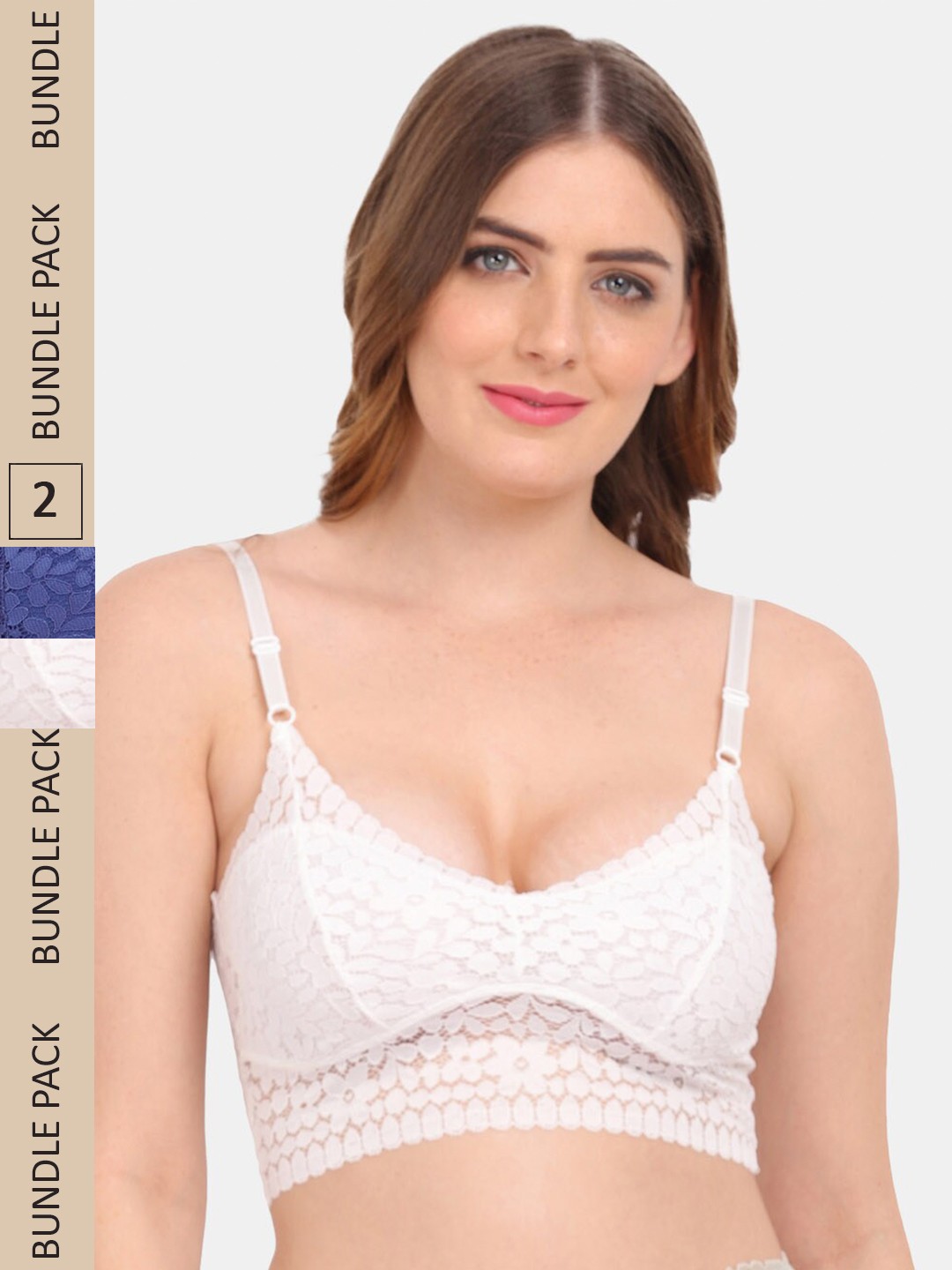 

Amour Secret Pack of 2 Floral Bralette Bra, Blue