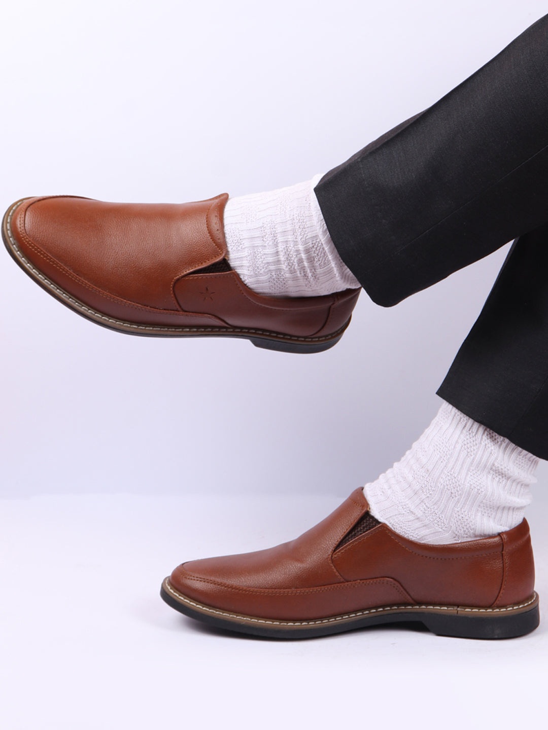 

FAUSTO Men Textured Formal Slip-on Shoes, Tan