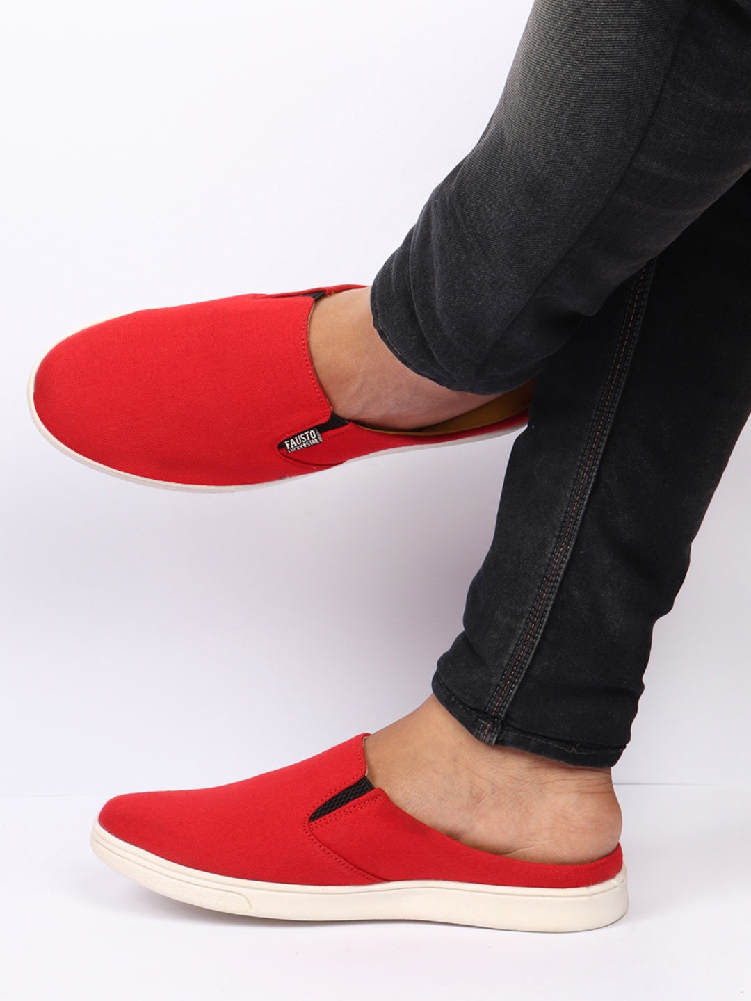 

FAUSTO Men Lightweight Mule Sneakers, Red