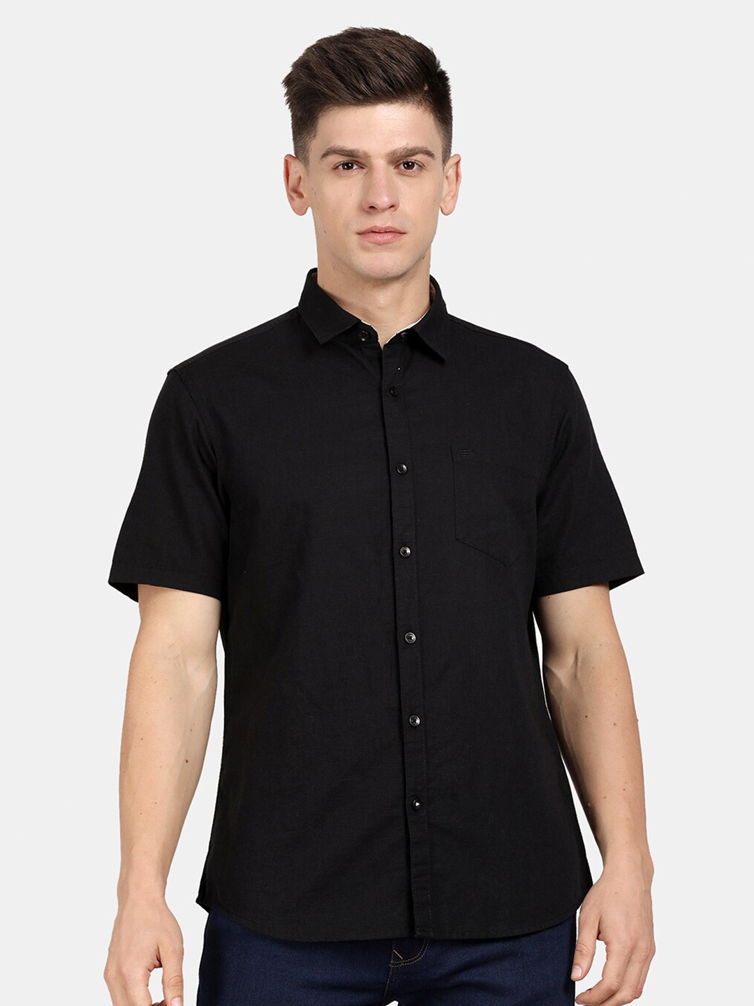 

t-base Men Cotton Casual Shirt, Black