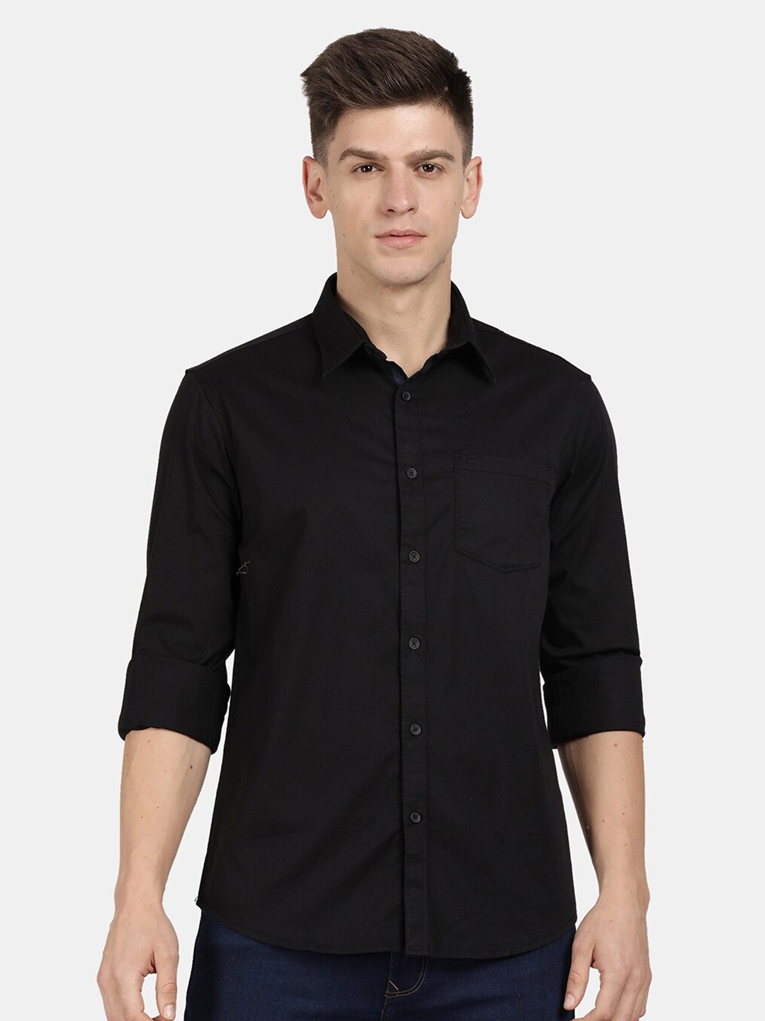 

t-base Men Cotton Casual Shirt, Black