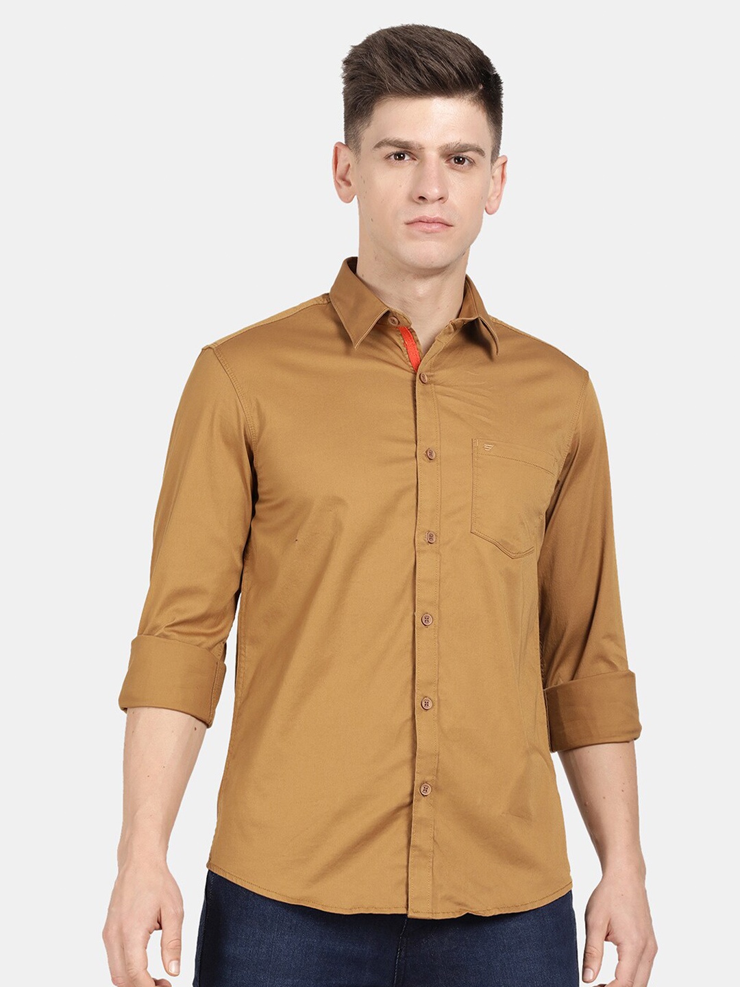 

t-base Men Cotton Casual Shirt, Bronze