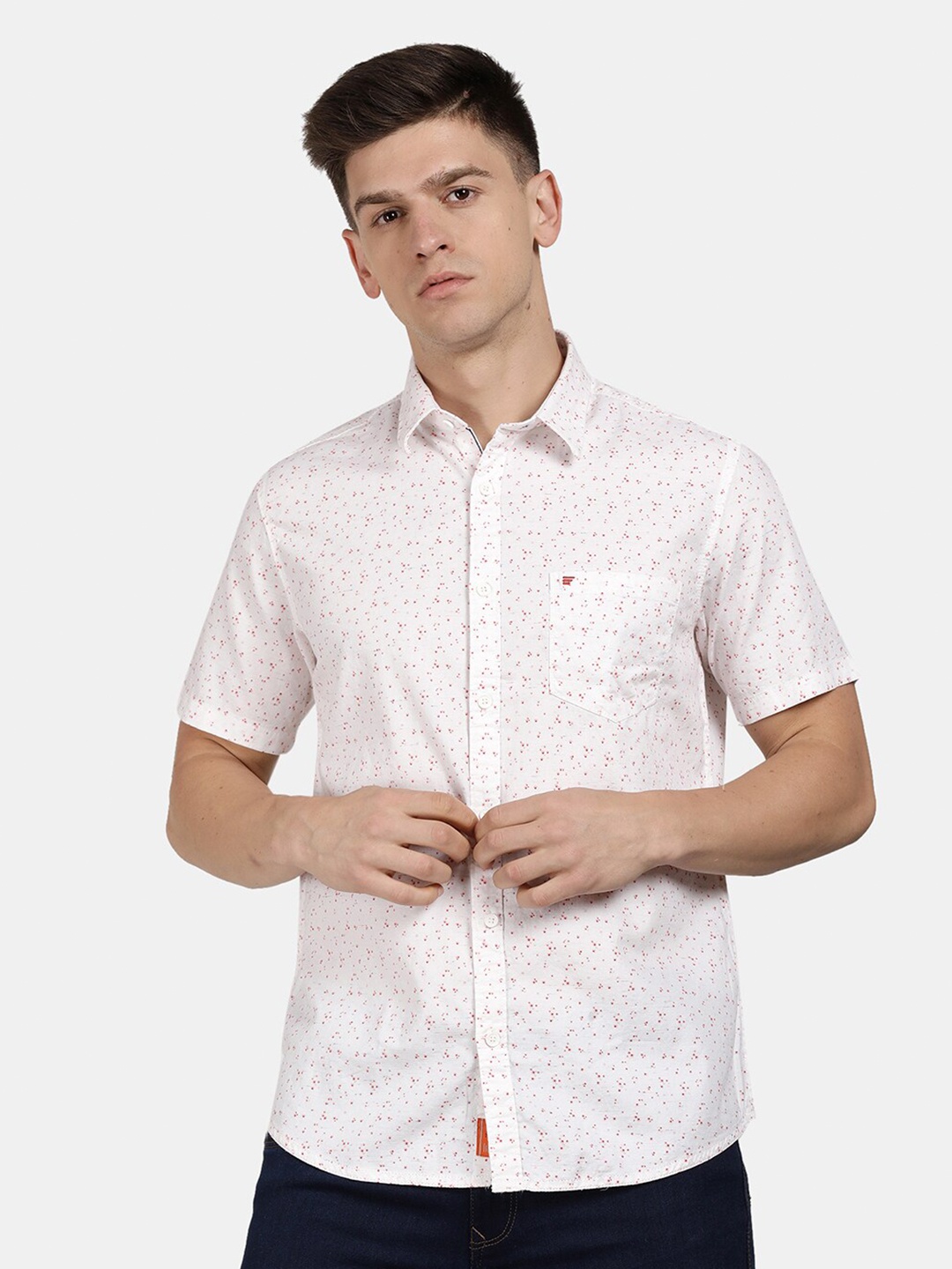 

t-base Men Printed Casual Shirt, Rose