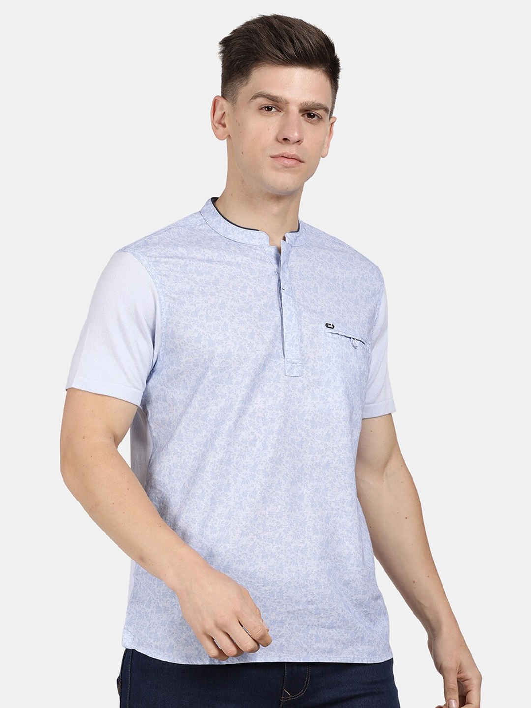 

t-base Men Floral Printed Cotton Casual Shirt, Blue