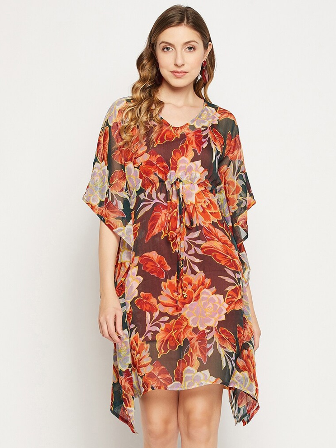 

Fashfun Floral Chiffon Kaftan Dress, Orange