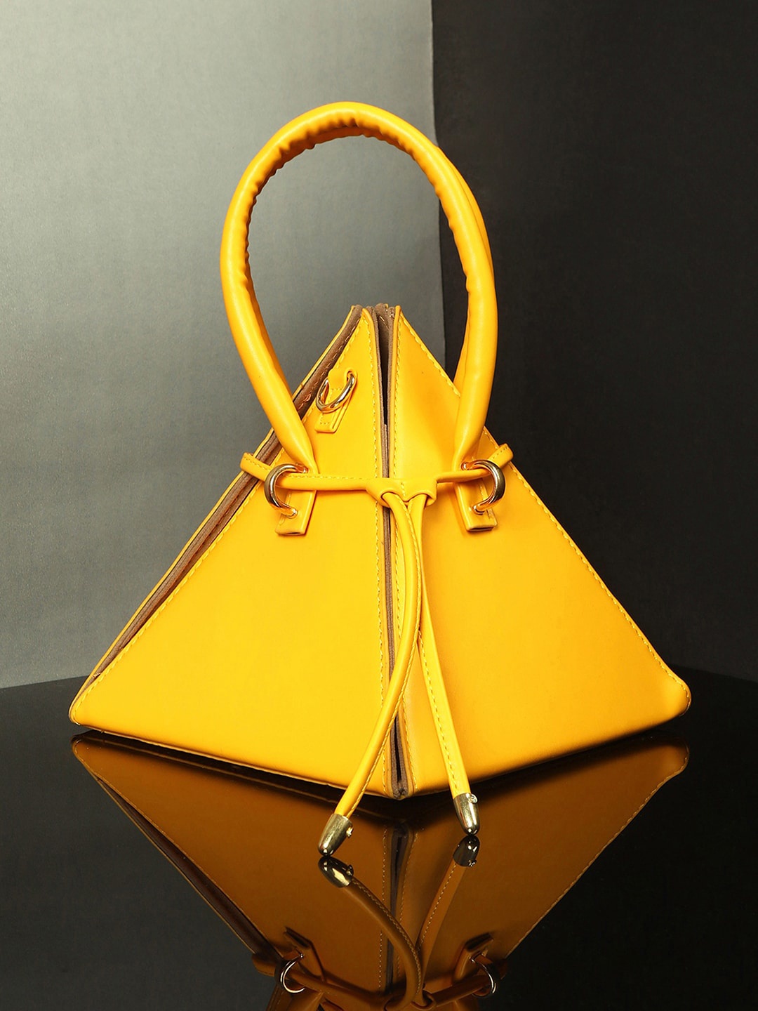 

HAUTE SAUCE by Campus Sutra PU Structured Handheld Bag, Yellow