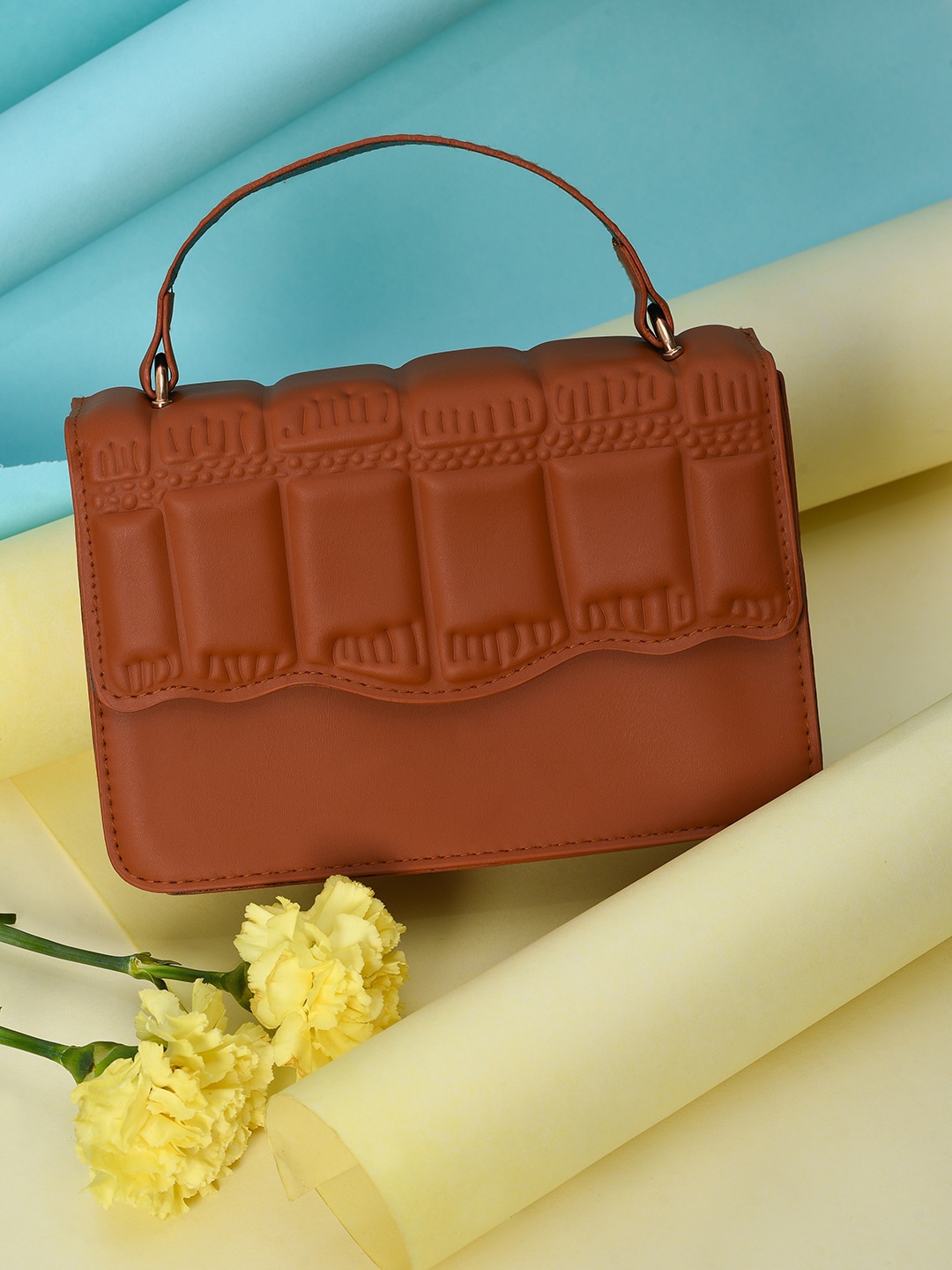 

HAUTE SAUCE by Campus Sutra PU Structured Handheld Bag, Brown