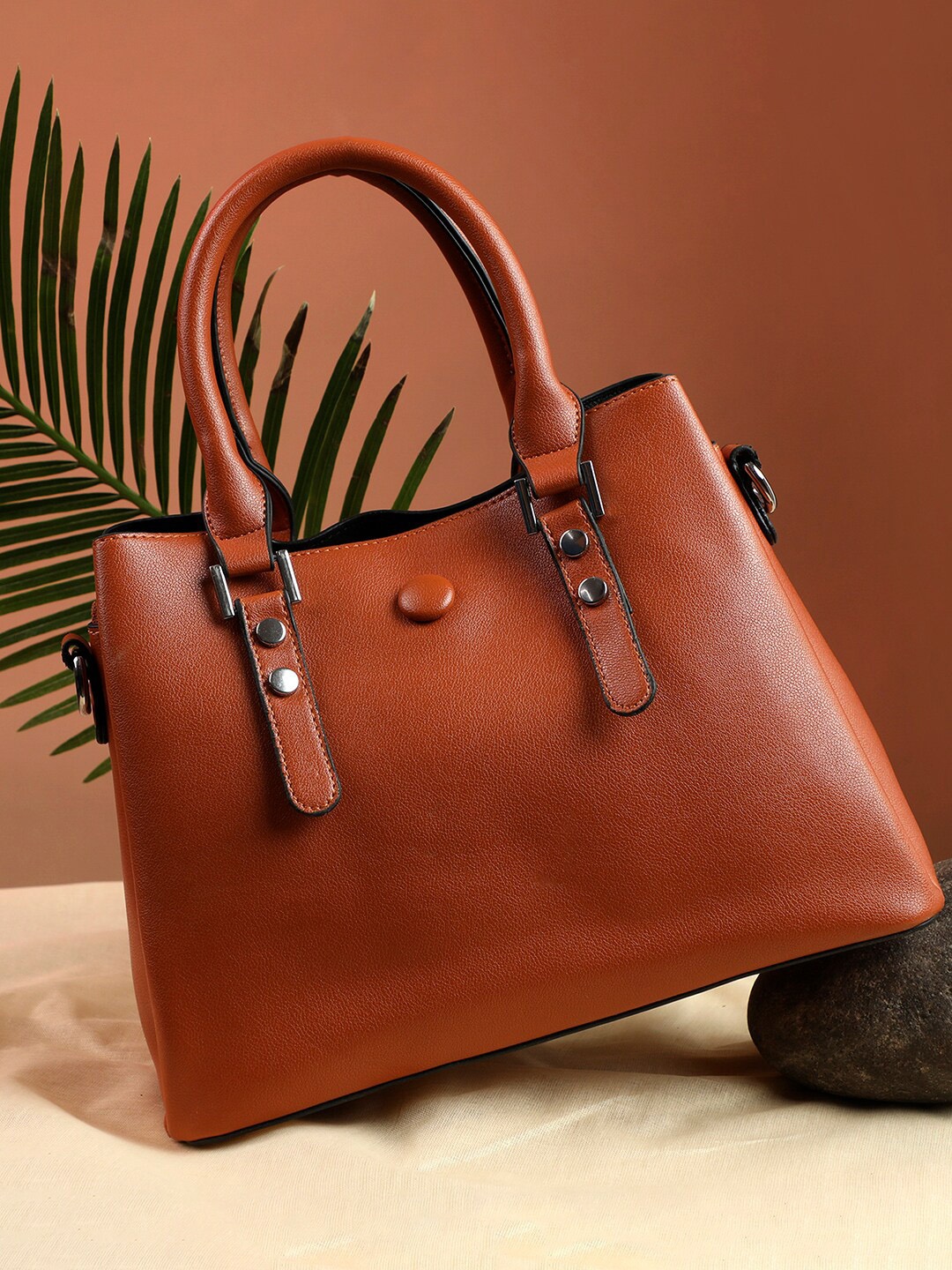 

HAUTE SAUCE by Campus Sutra PU Structured Handheld Bag, Brown