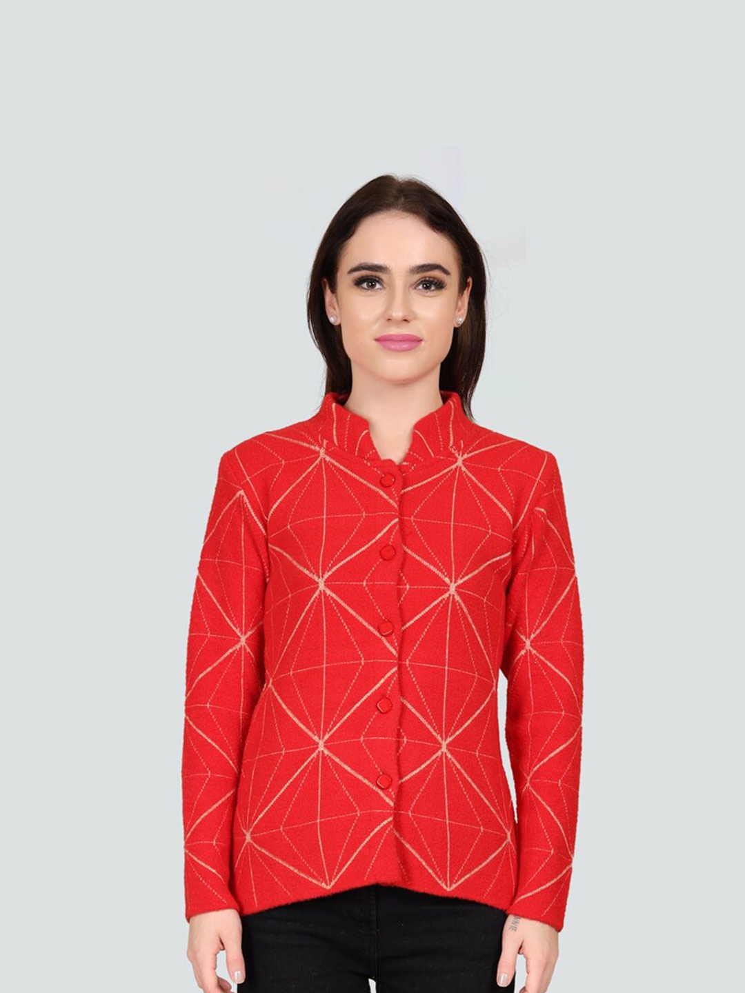 

Arshiya Women Organic Cotton Printed Cardigan, Red