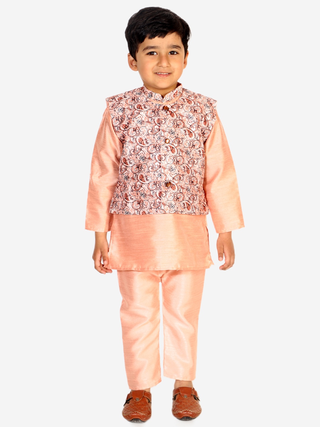 

Superminis Paisley Printed Kurta with Pyjamas, Peach