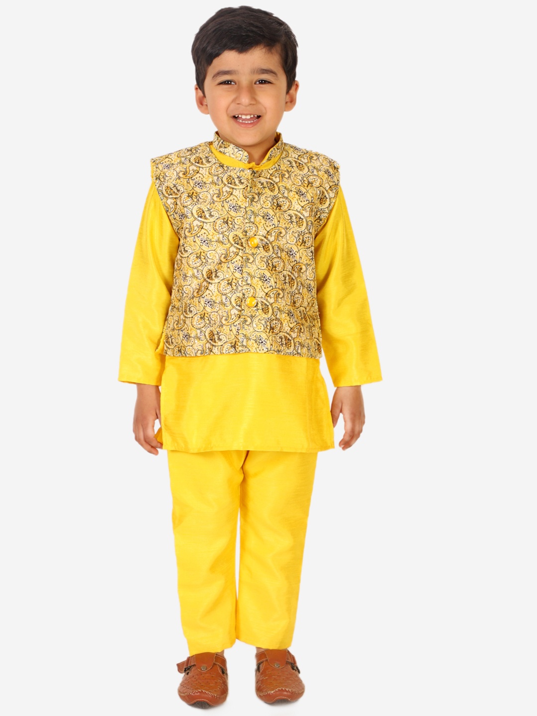 

Superminis Ethnic Motifs Printed Kurta with Pyjamas, Yellow