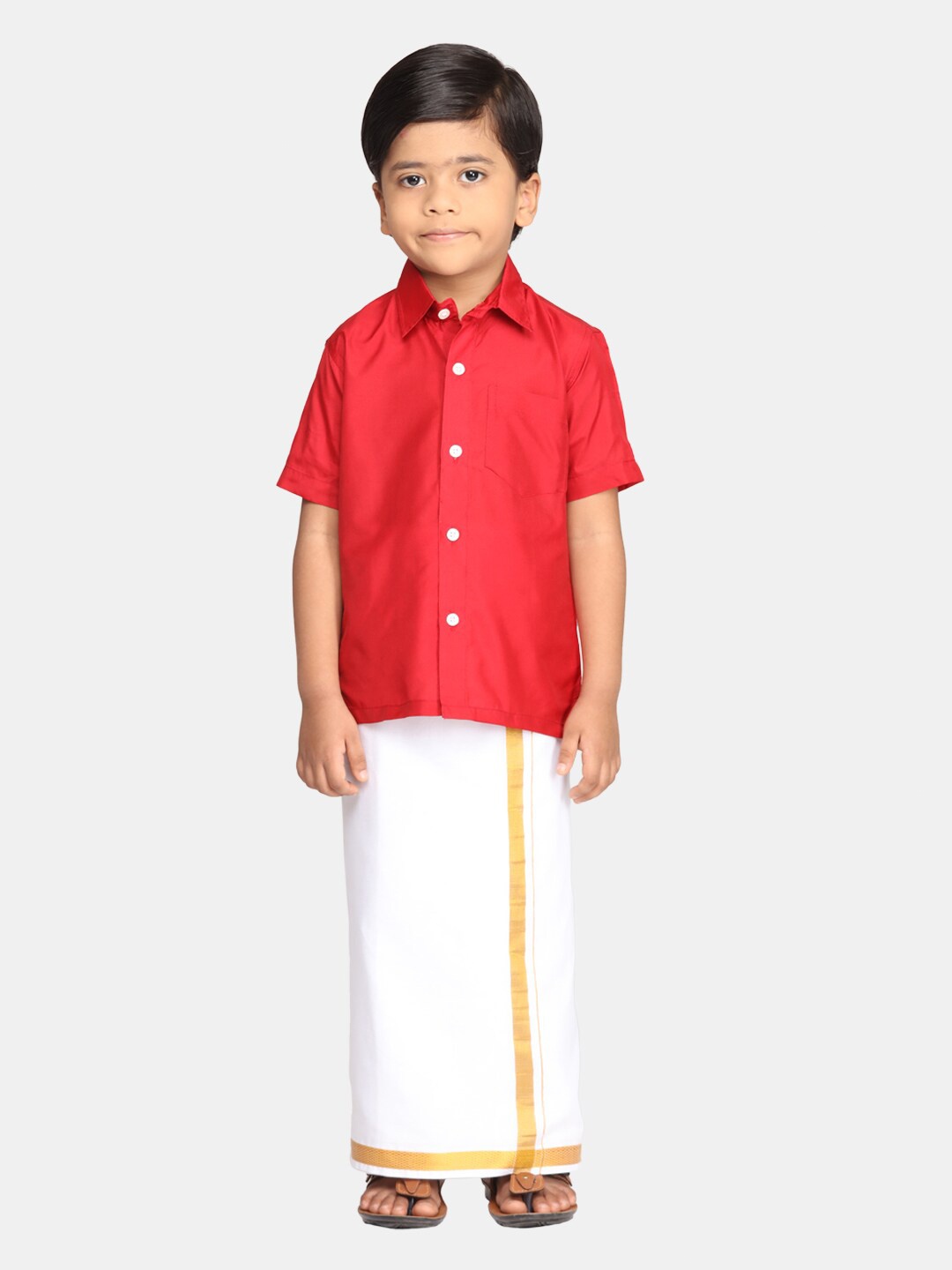 

Sethukrishna Boys Shirt Collar Clothing Set, Red