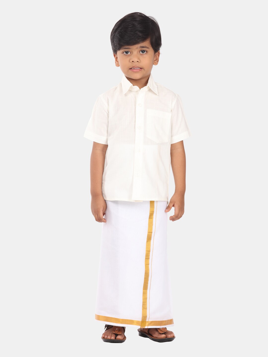 

Sethukrishna Boys Pure Cotton Clothing Set, Cream