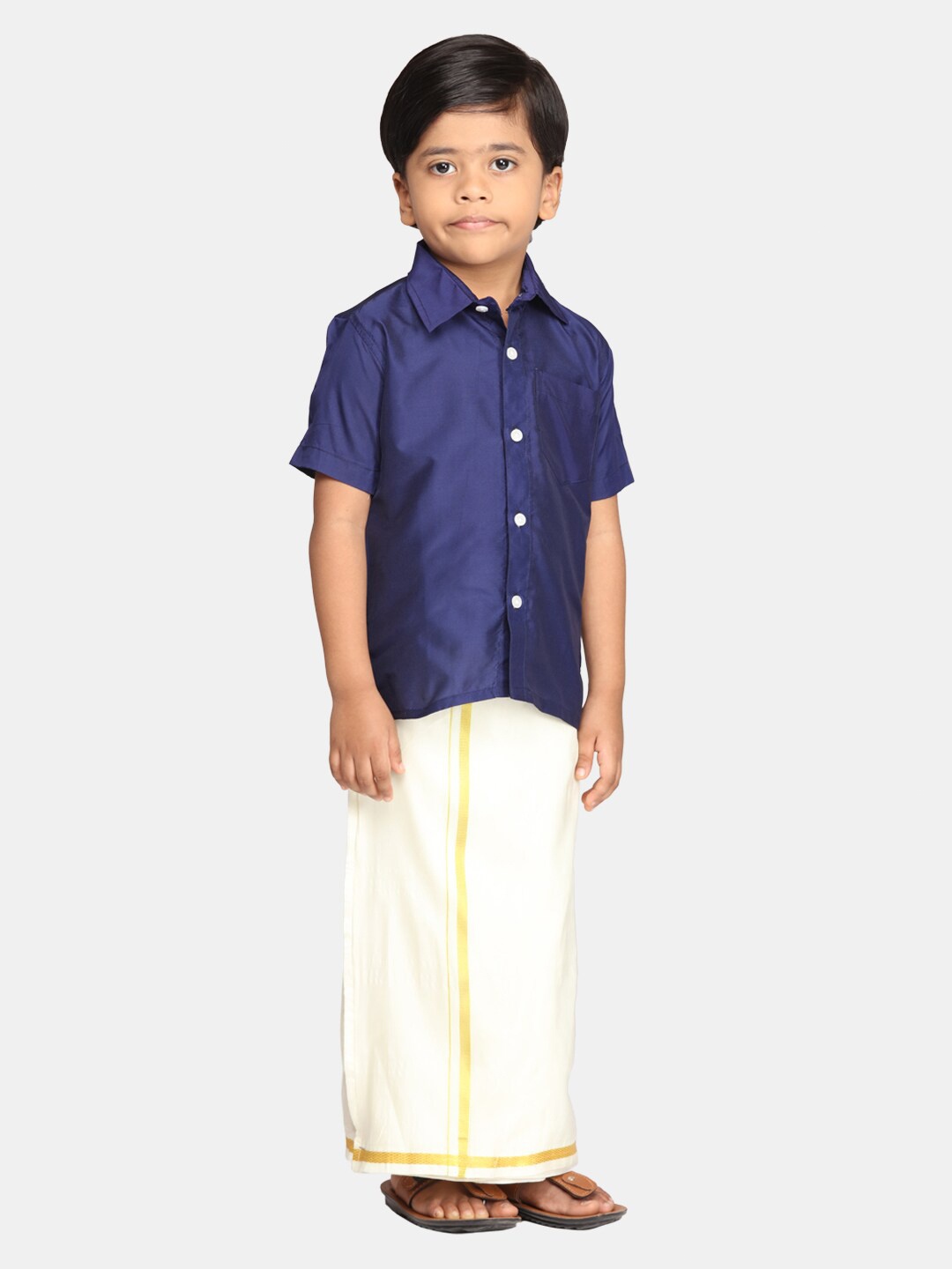 

Sethukrishna Boys Shirt Collar Clothing Set, Navy blue