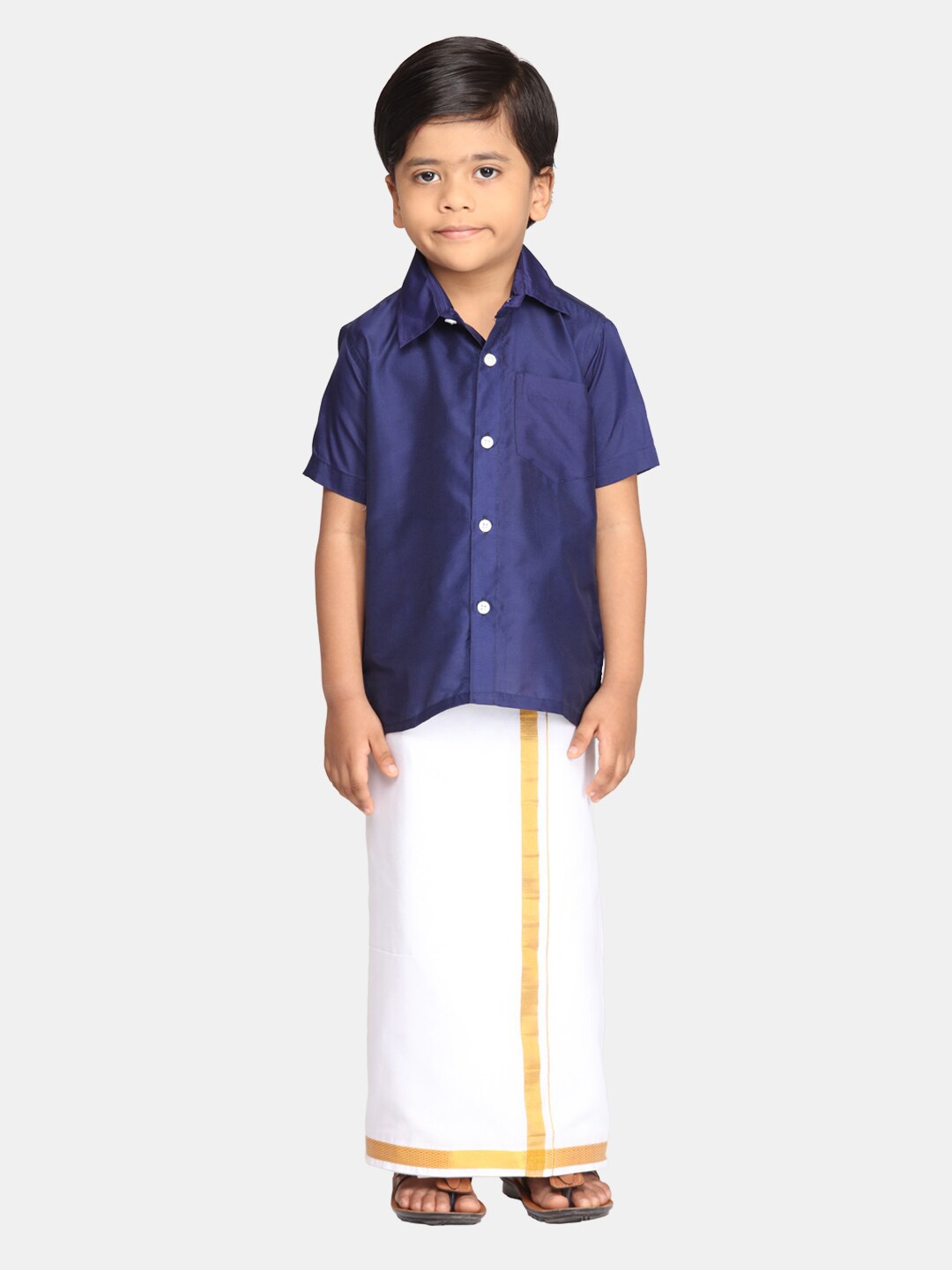 

Sethukrishna Boys Shirt Collar Clothing Set, Navy blue