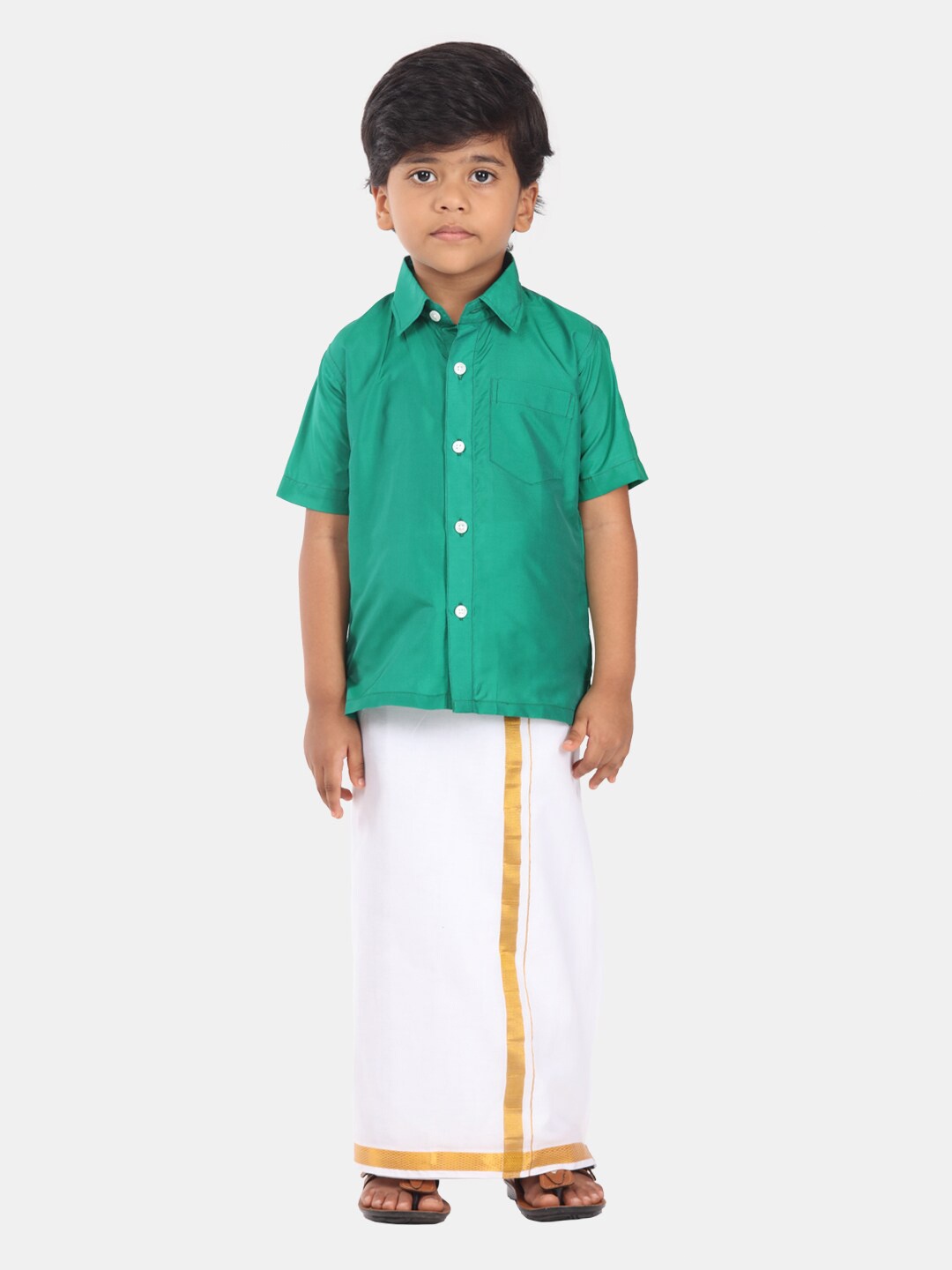 

Sethukrishna Boys Ethnic Shirt And Veshti Clothing Set, Green