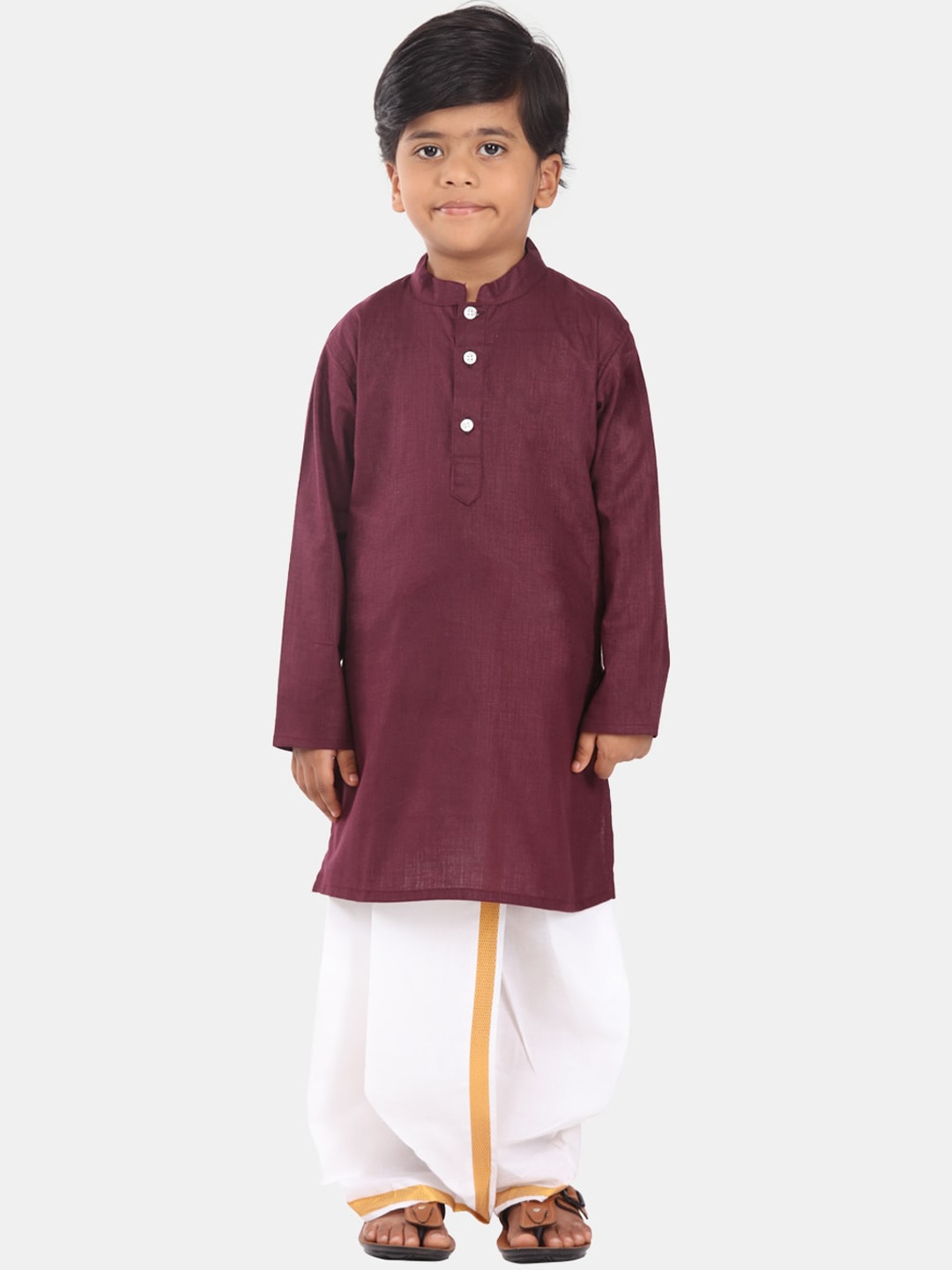 

Sethukrishna Pure Cotton Kurta with Dhoti Pants, Maroon