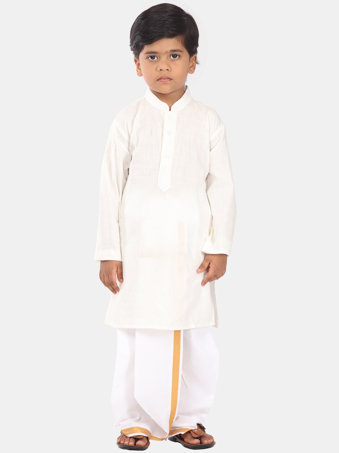 

Sethukrishna Boys Pure Cotton Kurta with Dhoti Pants, Off white