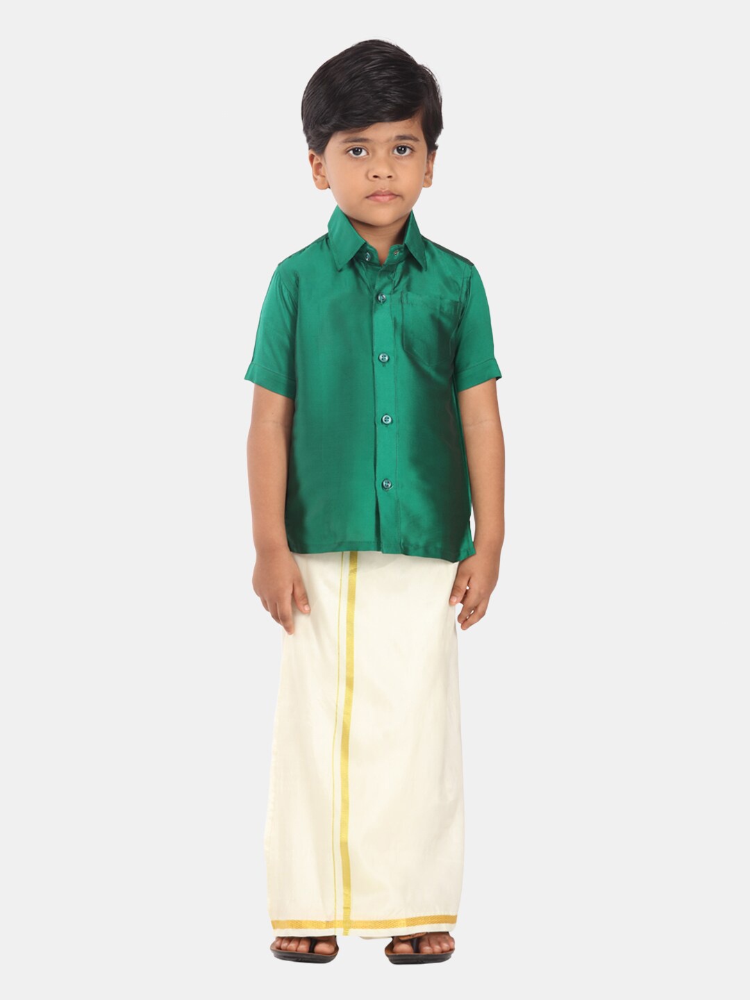 

Sethukrishna Boys Shirt And Veshti Clothing Set, Green