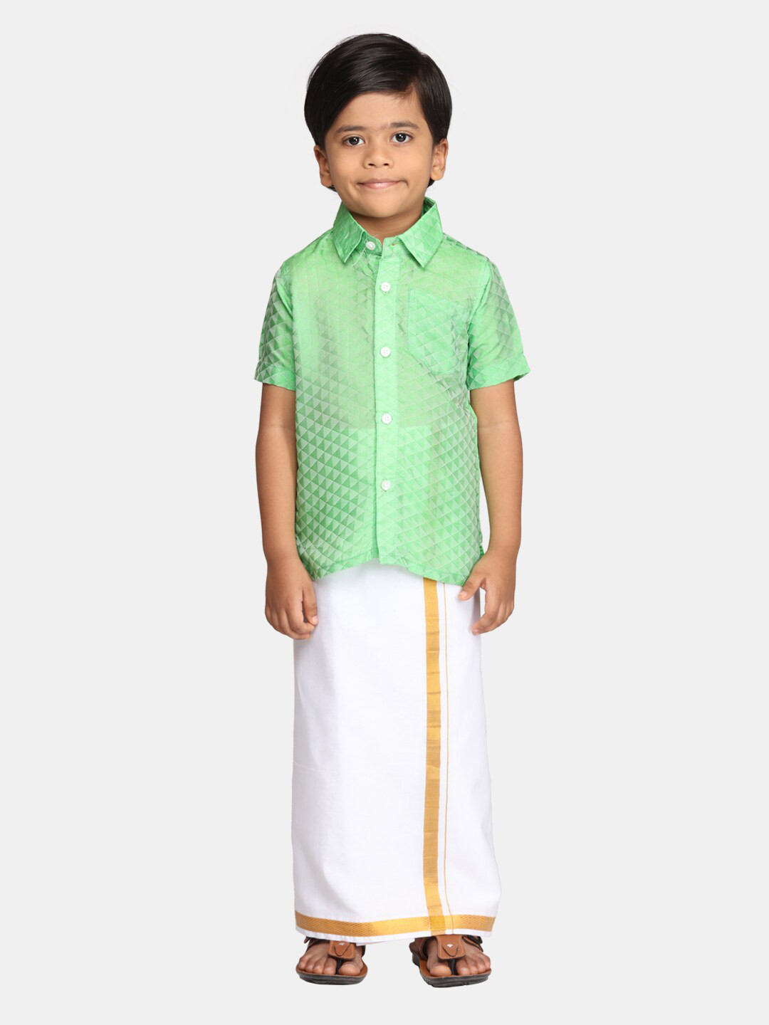 

Sethukrishna Boys Shirt With Dhoti, Green