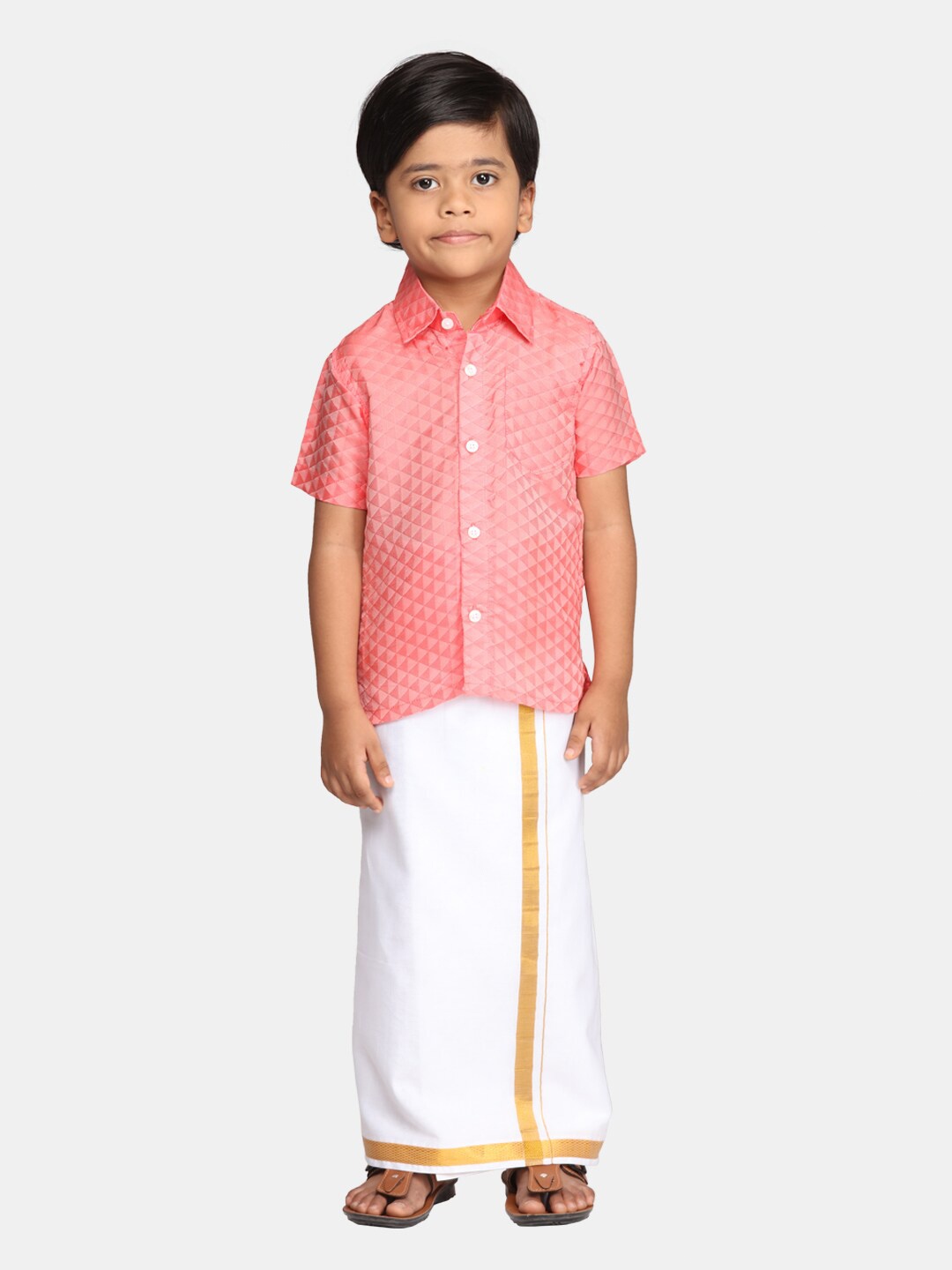 

Sethukrishna Boys Shirt with Dhoti, Pink
