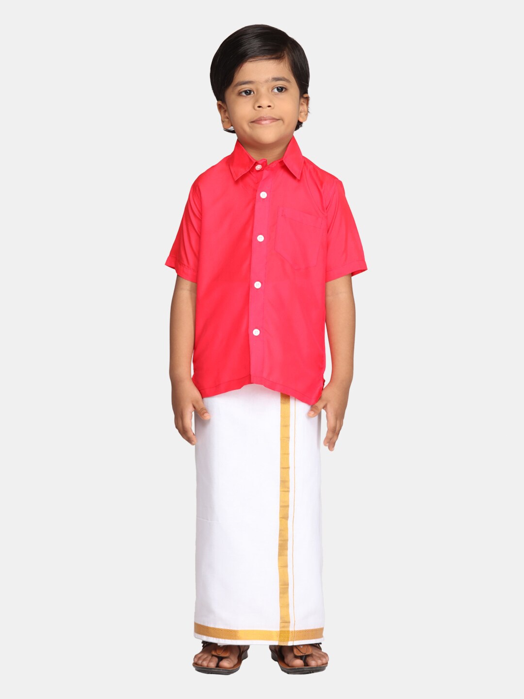 

Sethukrishna Boys Shirt & Dhoti, Rose