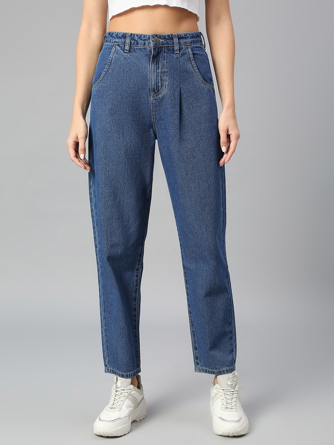 

TARAMA Women Relaxed Fit High-Rise Cotton Jeans, Blue