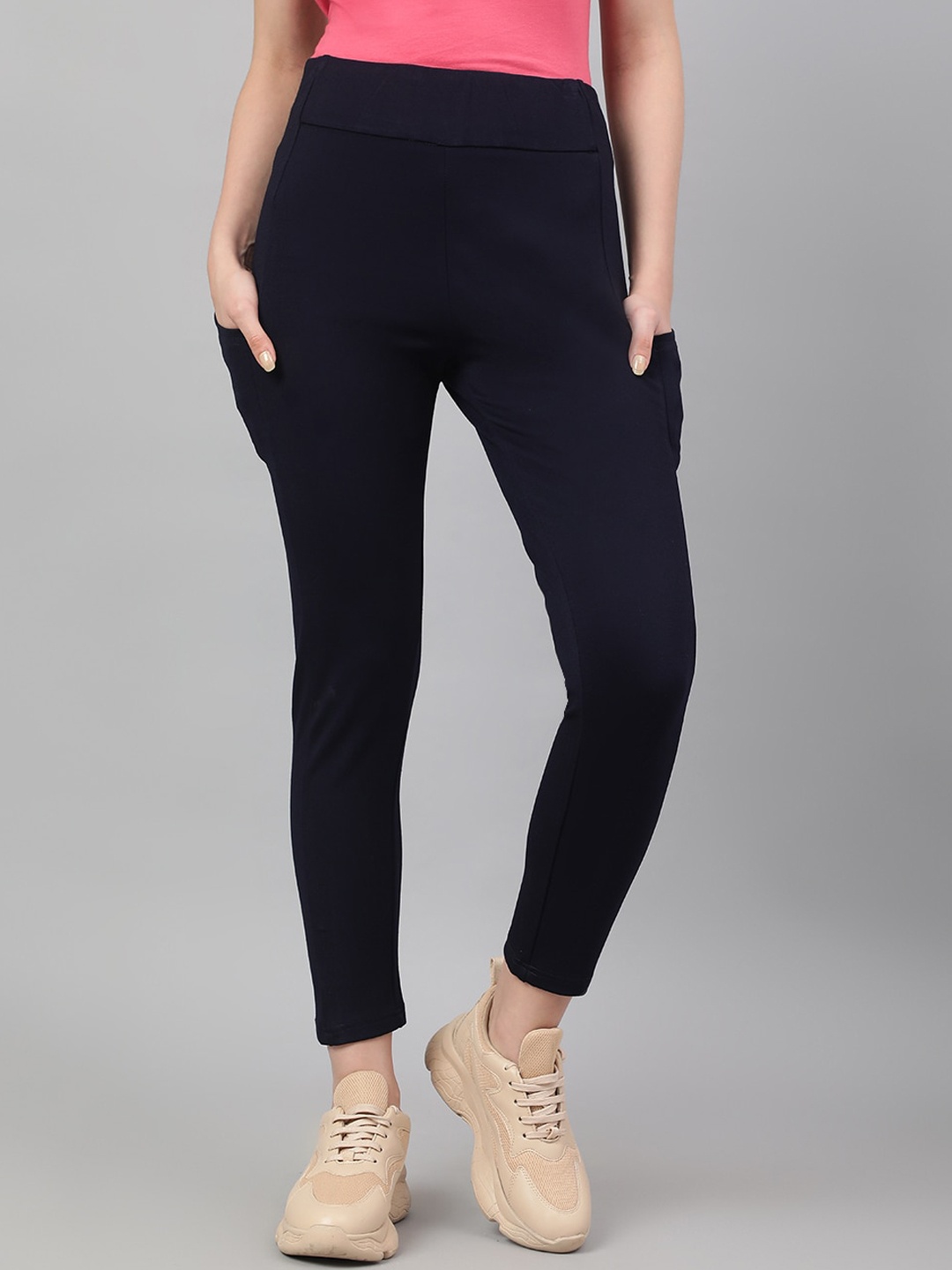 

BESIMPLE Ankle Length Cotton Leggings, Navy blue