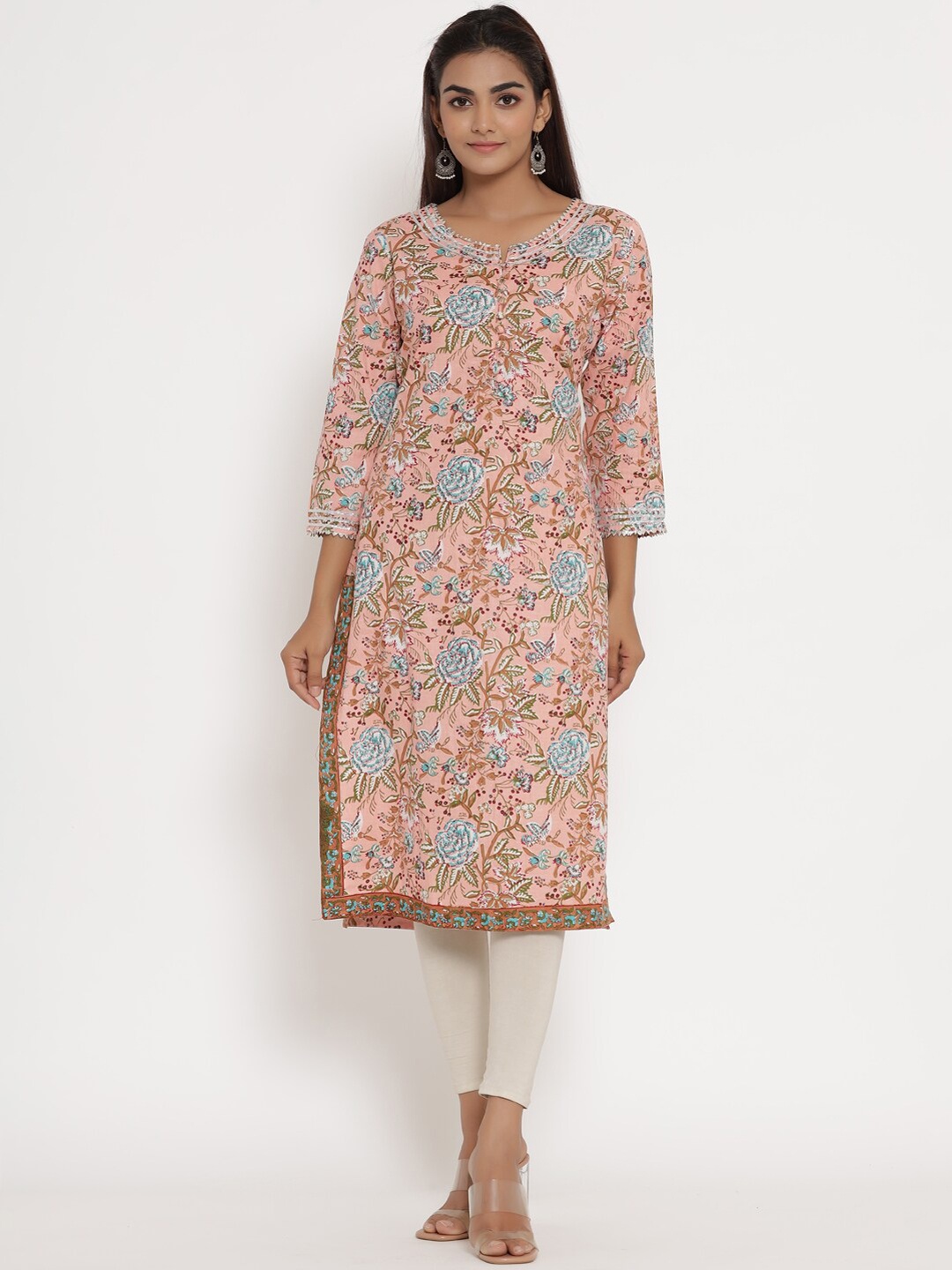 

mirari Floral Printed Cotton Kurta, Pink