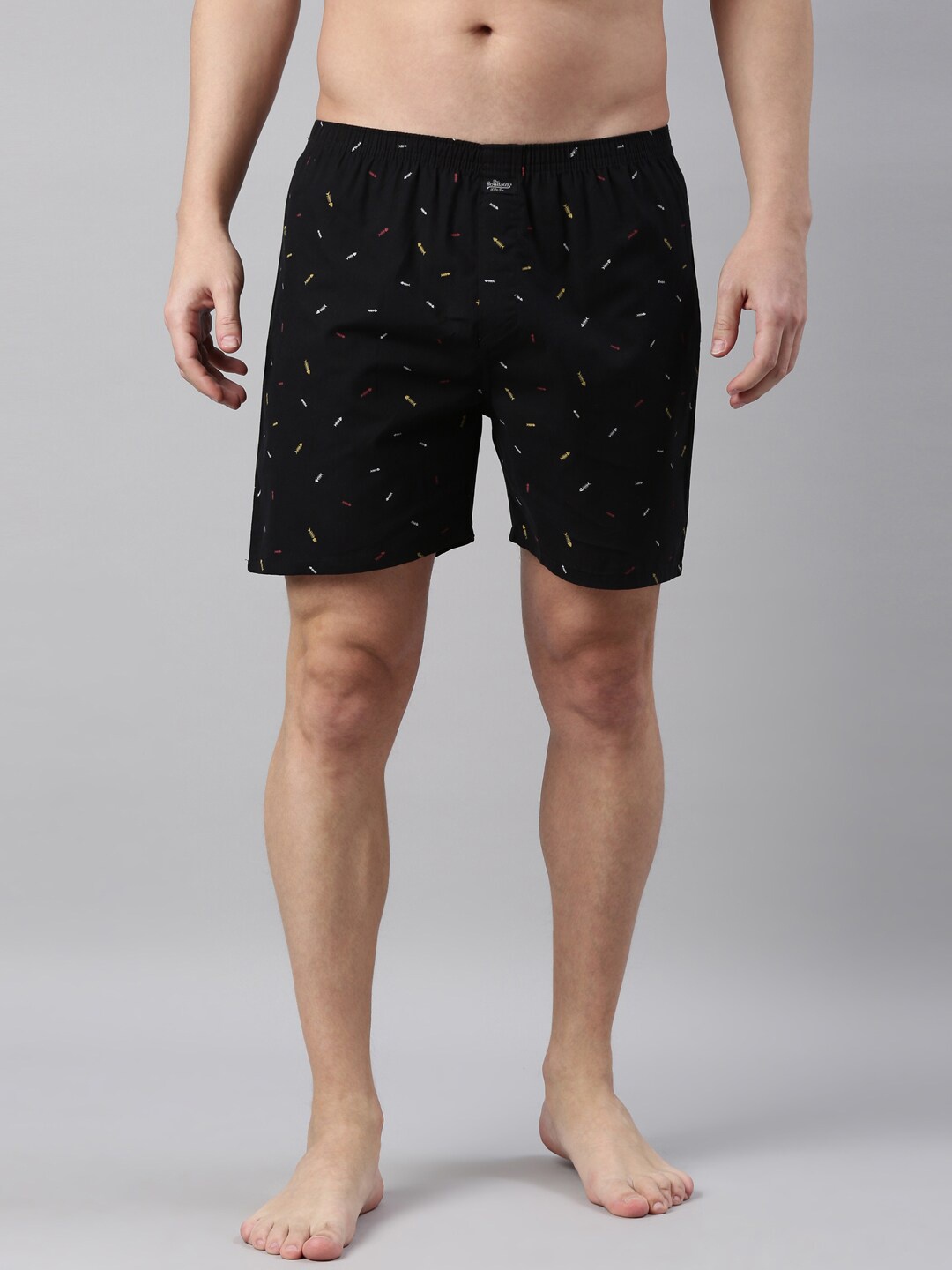 

Roadster Men Printed Pure Cotton Boxer, Black