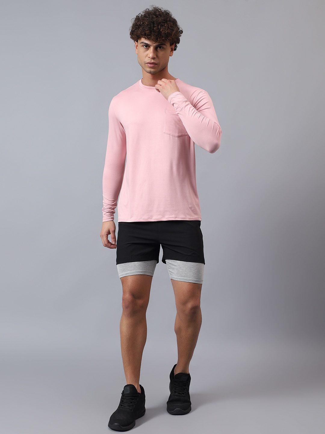 

Fitkin Men Round Neck Long Sleeves T-shirt, Pink