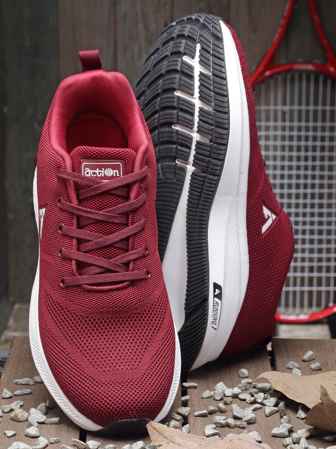 

Action Men Mesh Running Non-Marking Shoes, Maroon