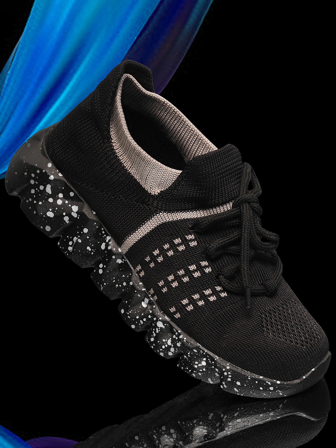

FASHION FASTER Boys Woven Design Sneakers, Black