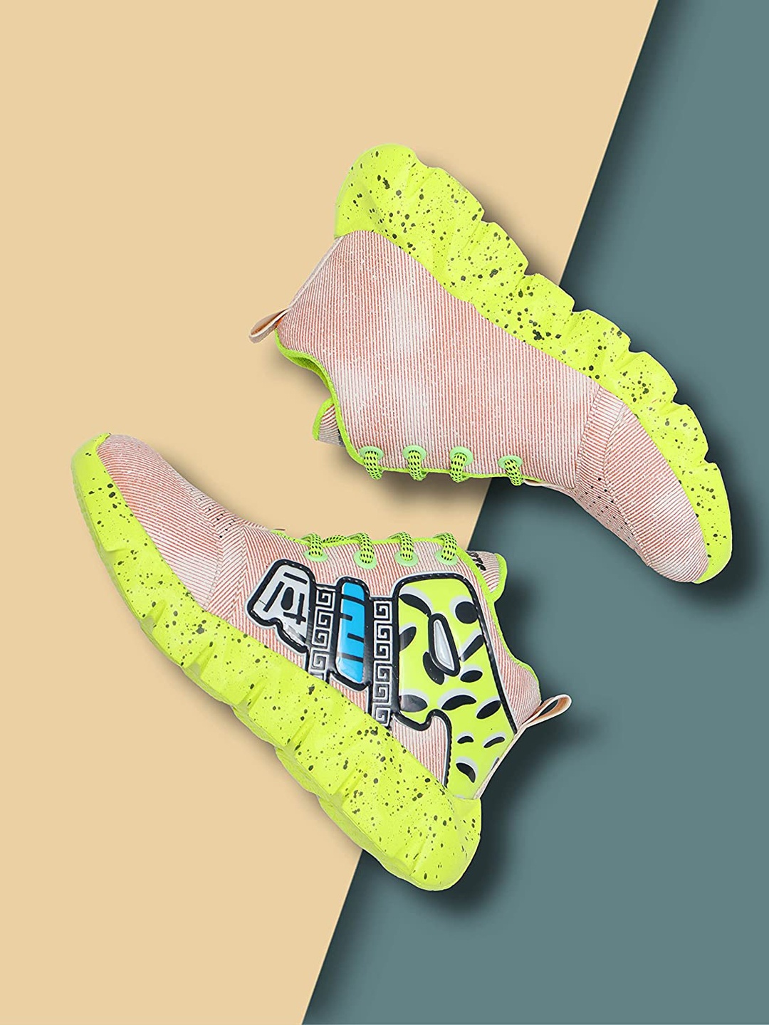 

FASHION FASTER Boys Printed Sneakers, Green