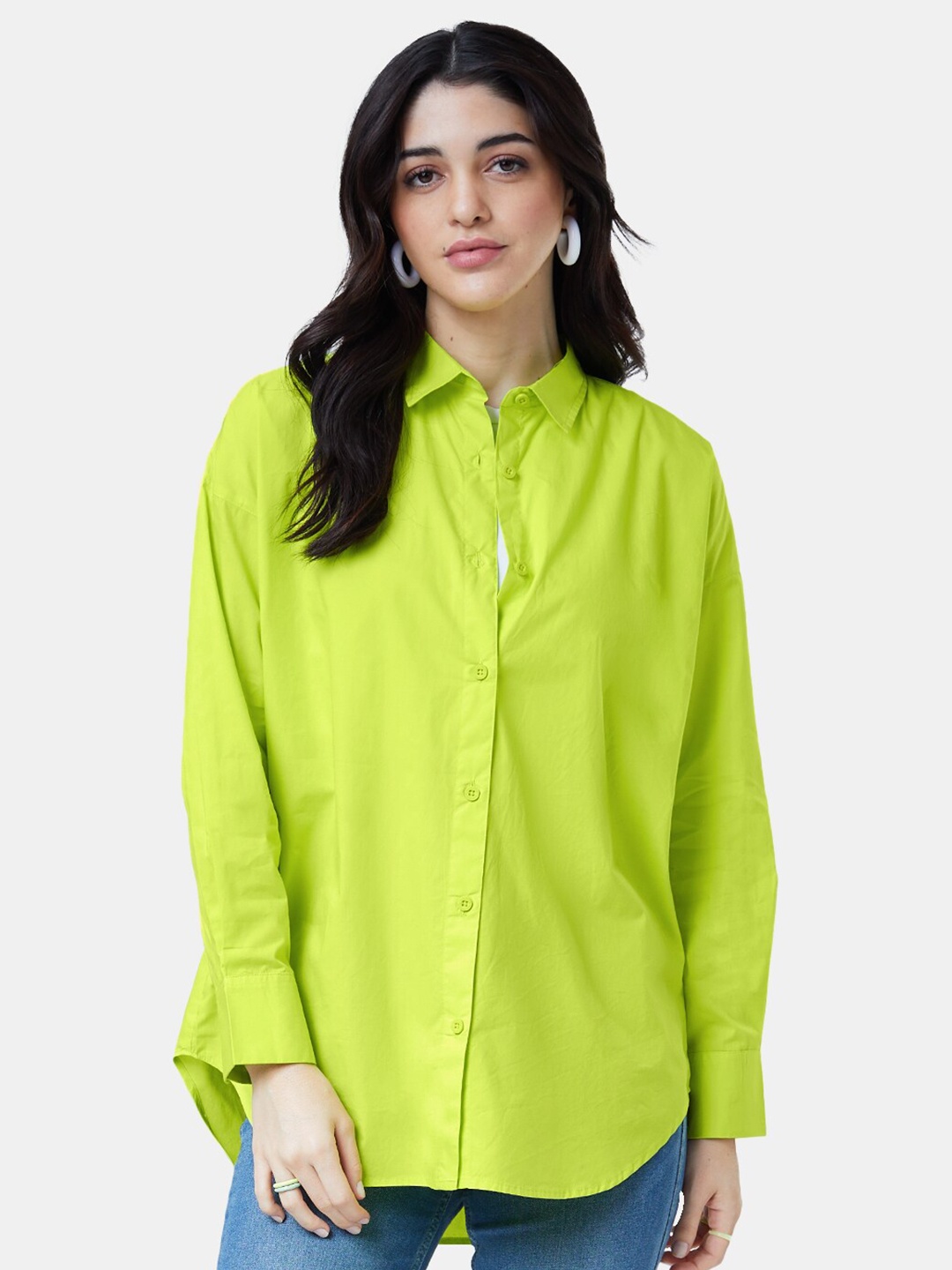 

The Souled Store Women Cotton Casual Shirt, Green